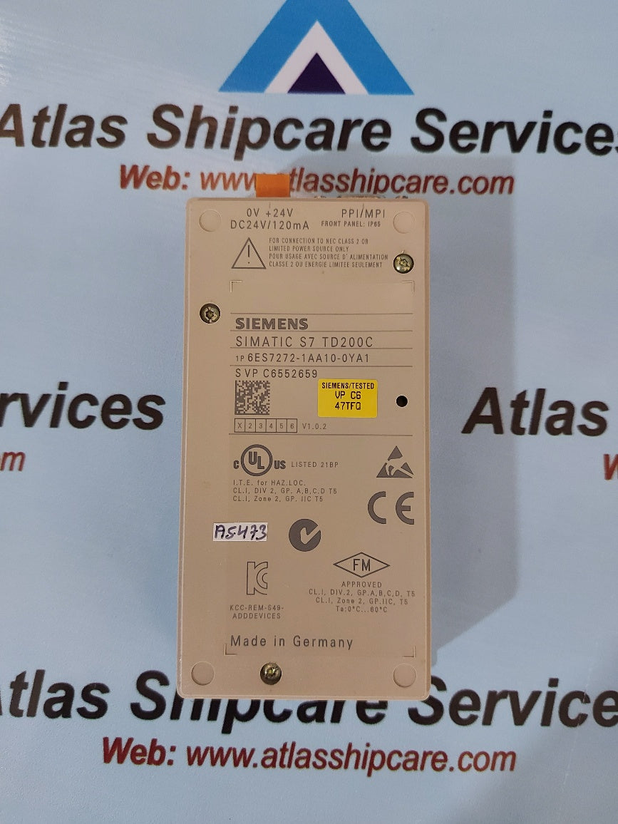 Siemens 6ES7272-1AA10-0YA1 Simatic S7 TD200C Display