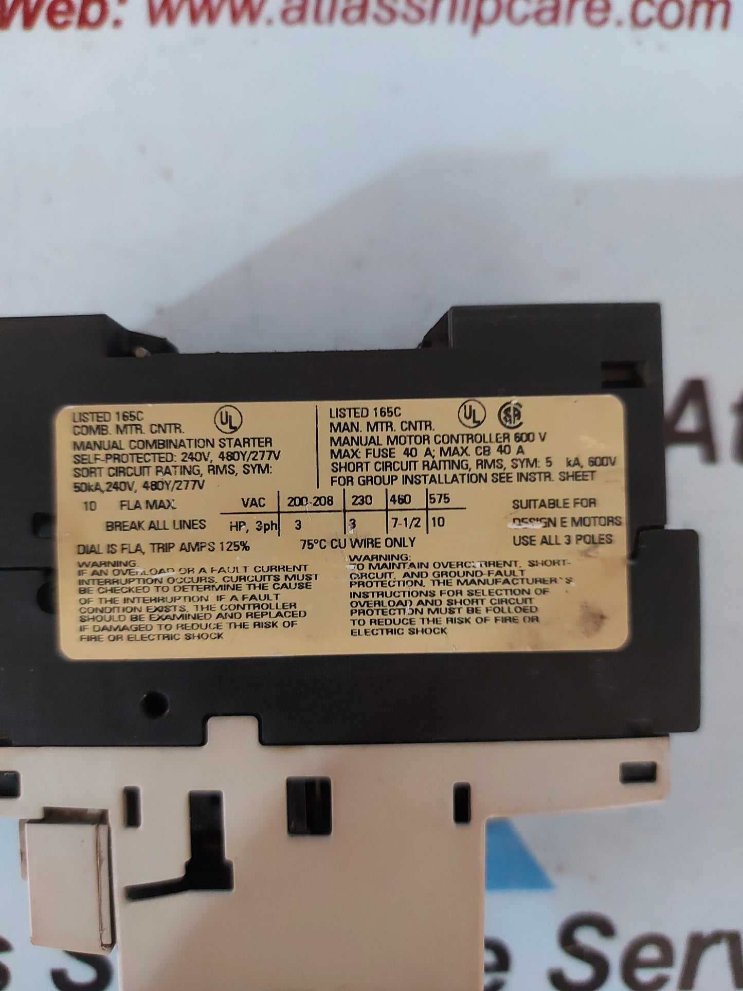 Siemens Sirius 3R 3RV1021-1JA10 Motor Circuit Breaker