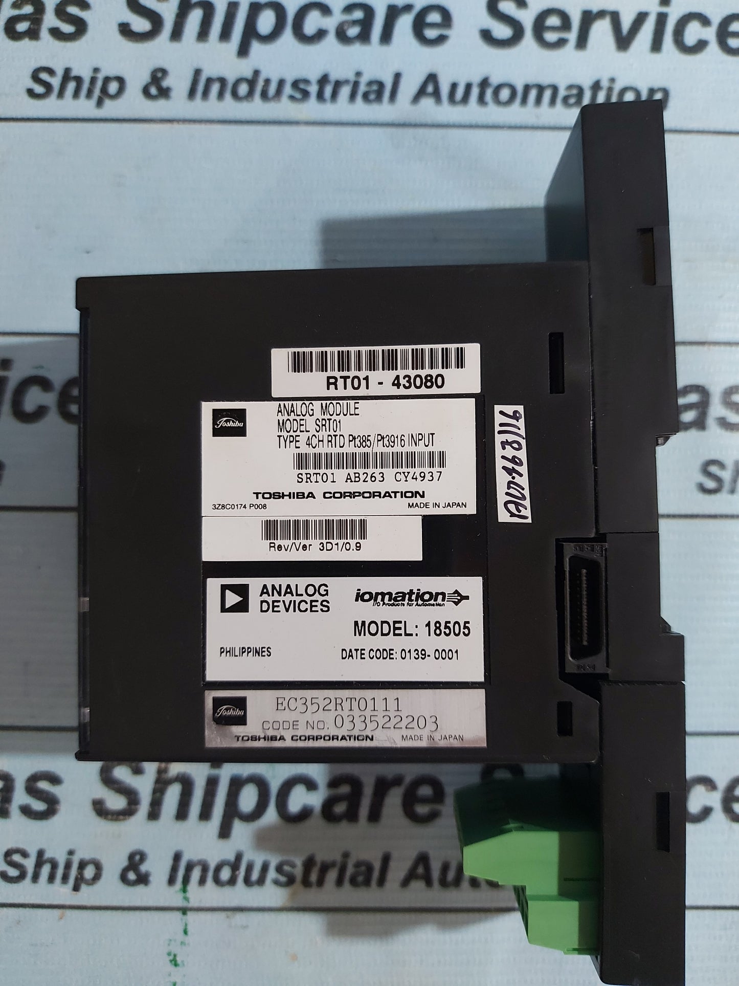 TOSHIBA SRT01 ANALOG MODULE 4CH RTD Pt385/Pt3916 INPUT REV.3D1 AG163