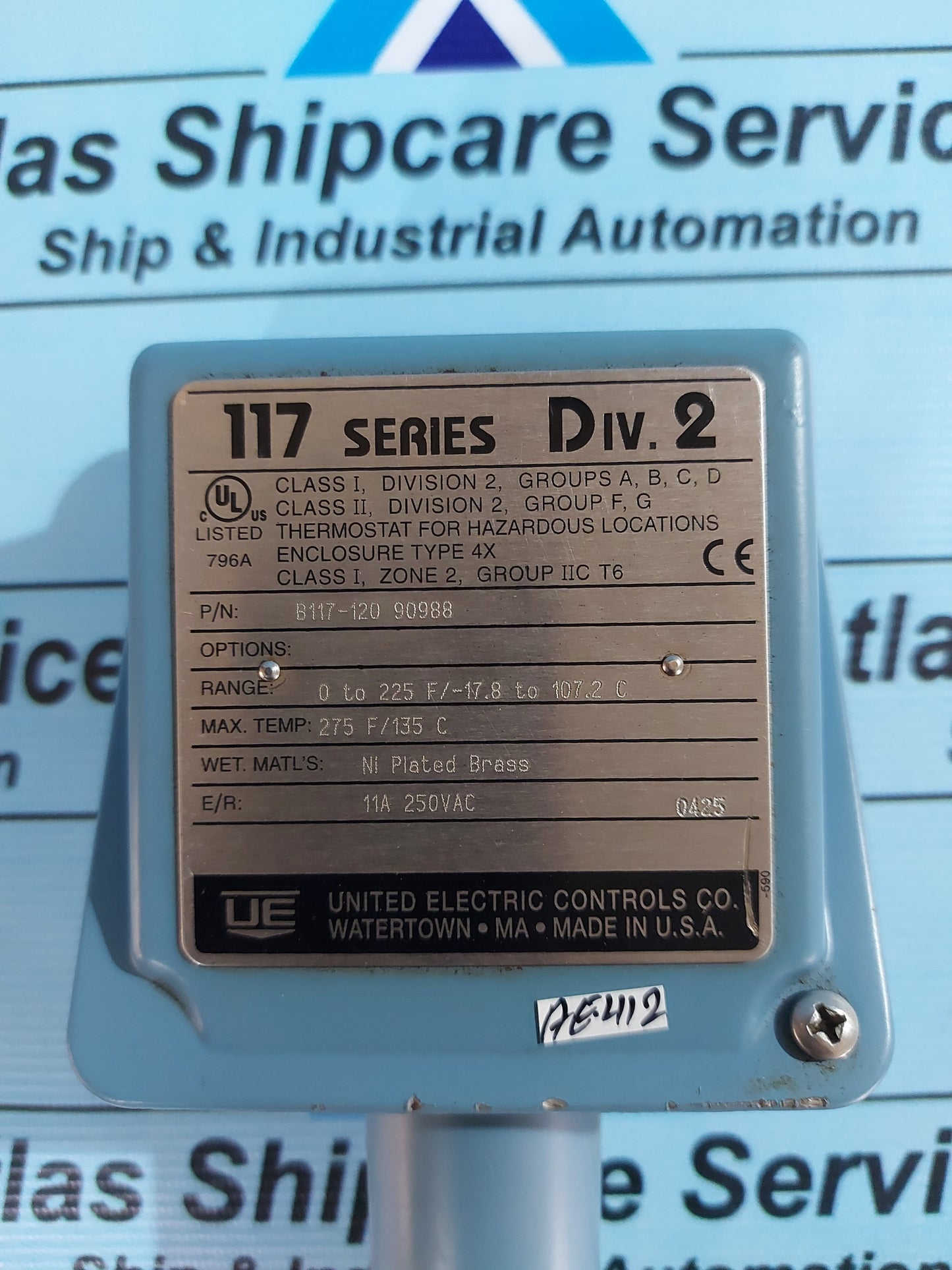 UNITED ELECTRIC B117-120 90988 PRESSURE SWITCH