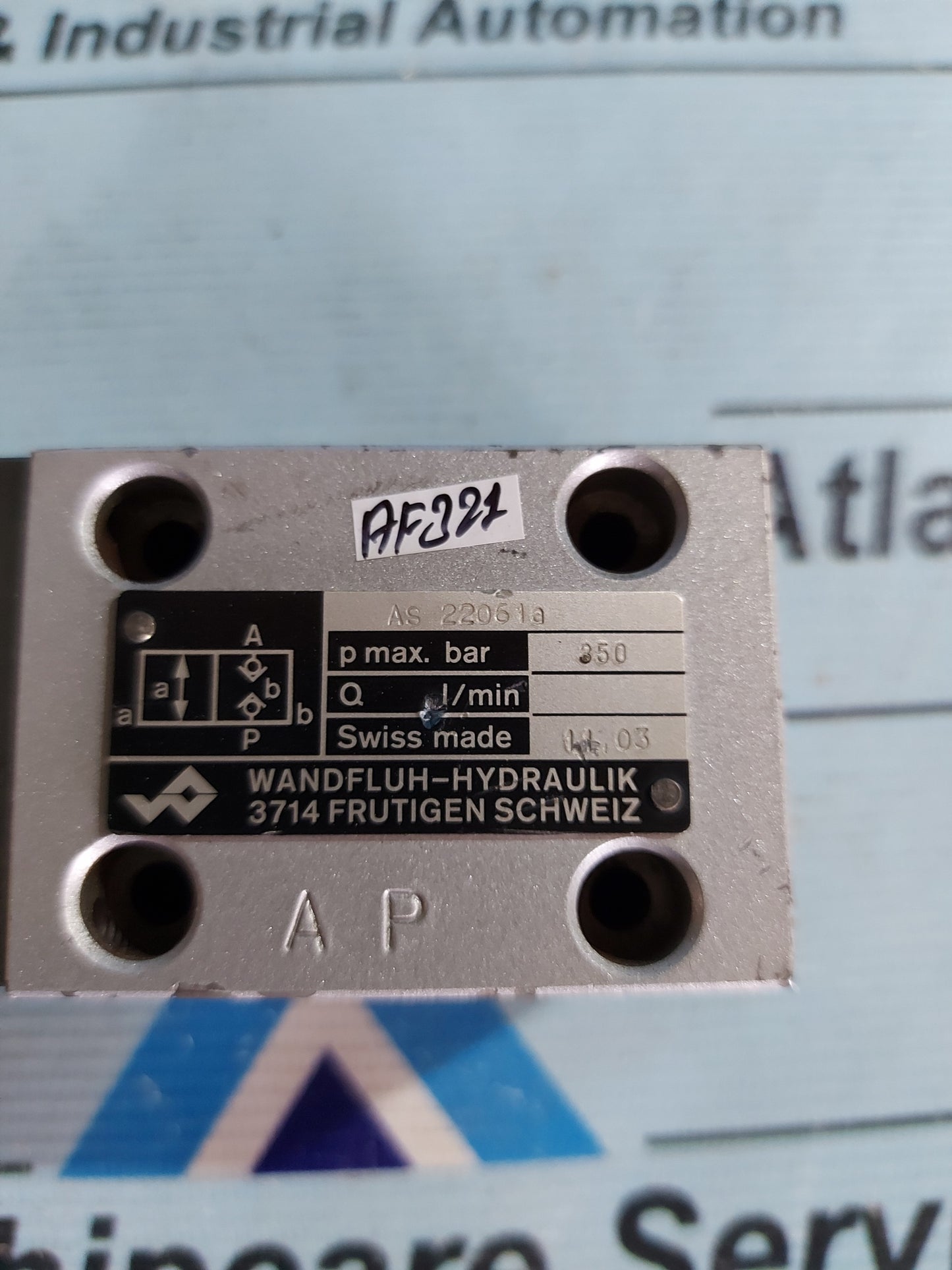 WANDFLUH-HYDRAULIK AS 22061a SOLENOID OPERATED POPPET VALVE