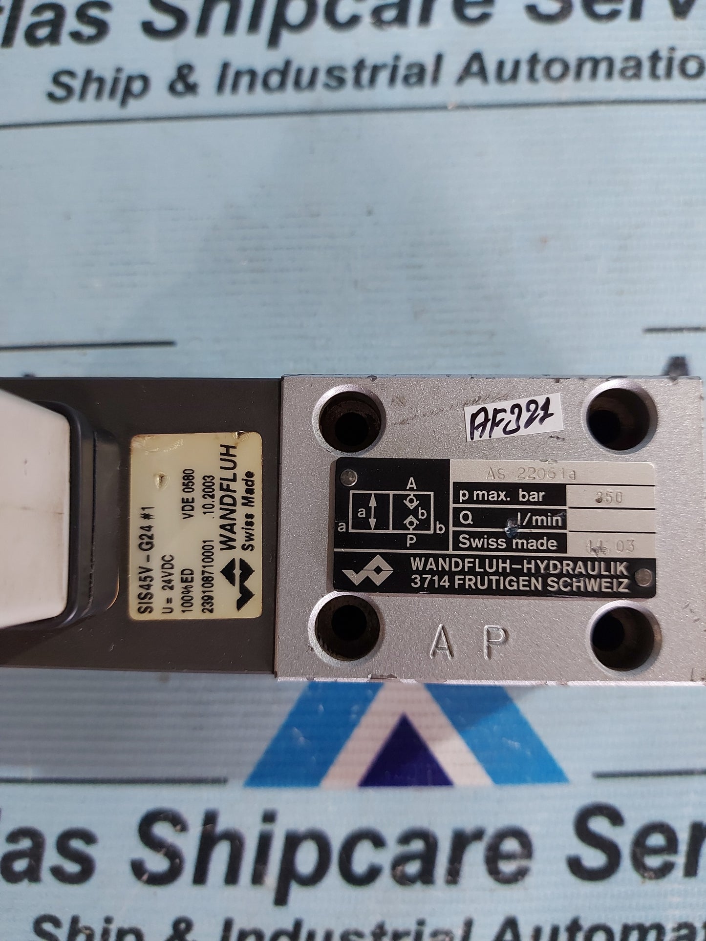 WANDFLUH-HYDRAULIK AS 22061a SOLENOID OPERATED POPPET VALVE
