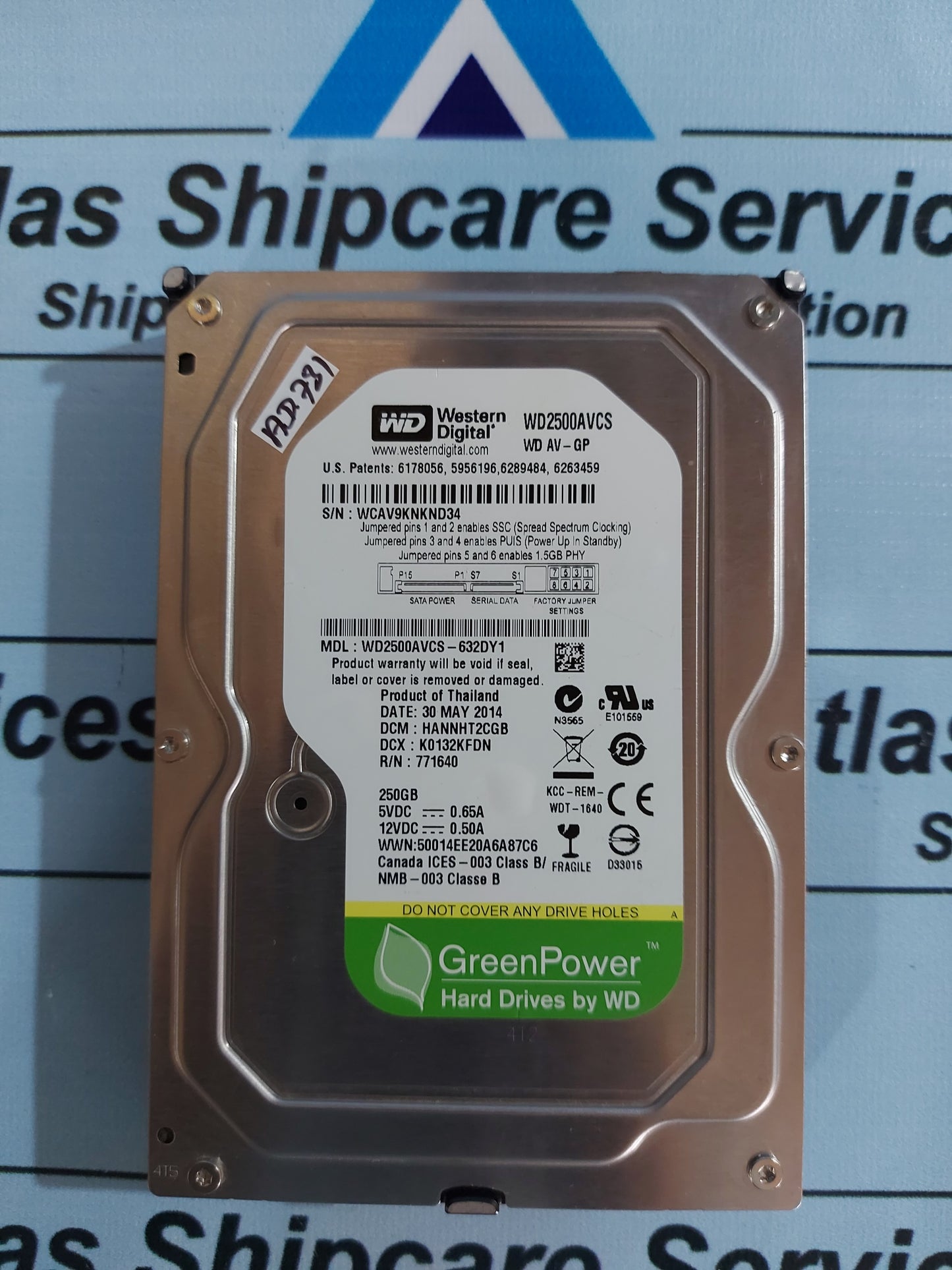 WESTERN DIGITAL WD2500AVCS-632DY1 DIGITAL HARD DRIVE