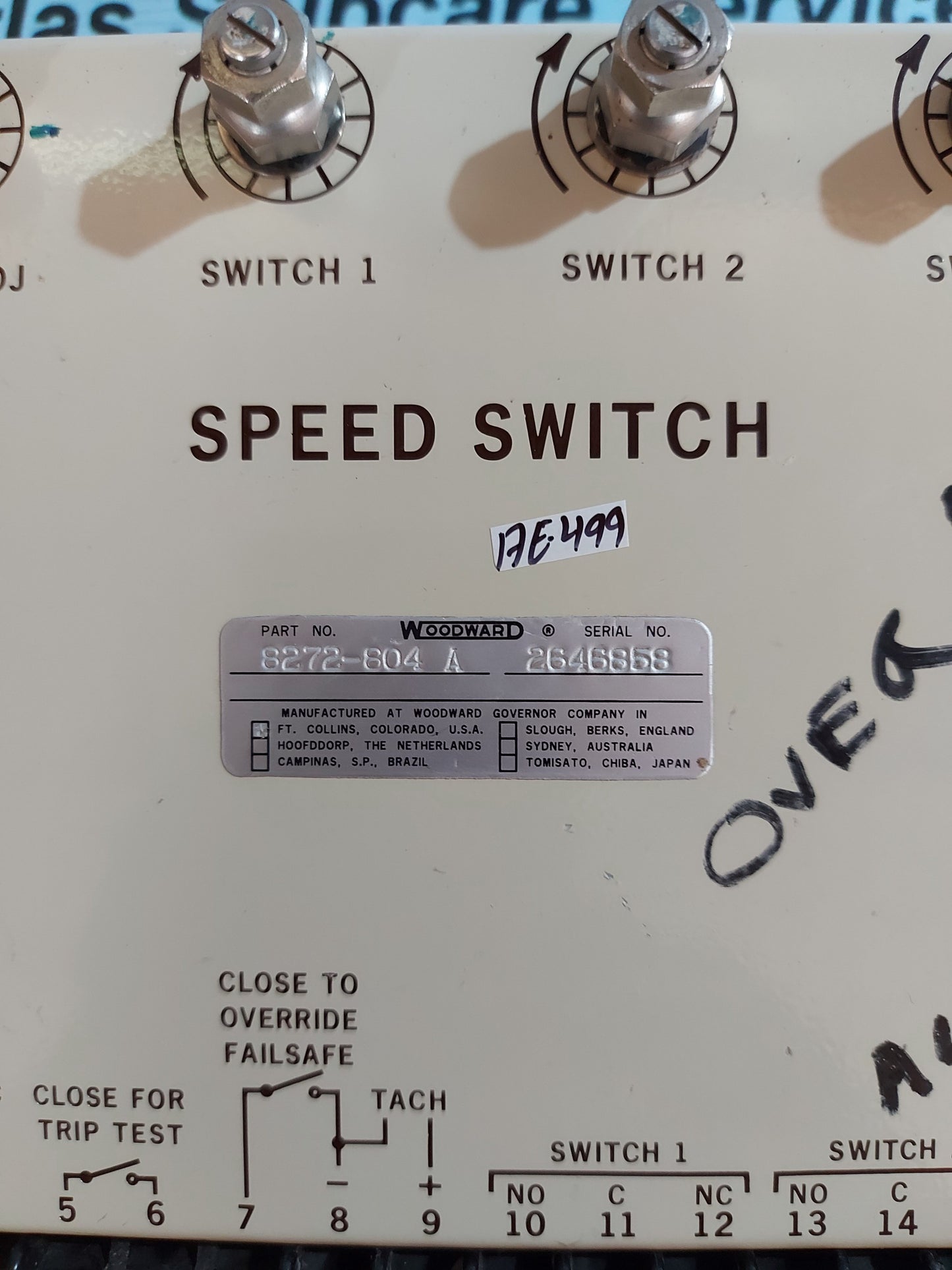 WOODWARD 8272-804 A SPEED SWITCH