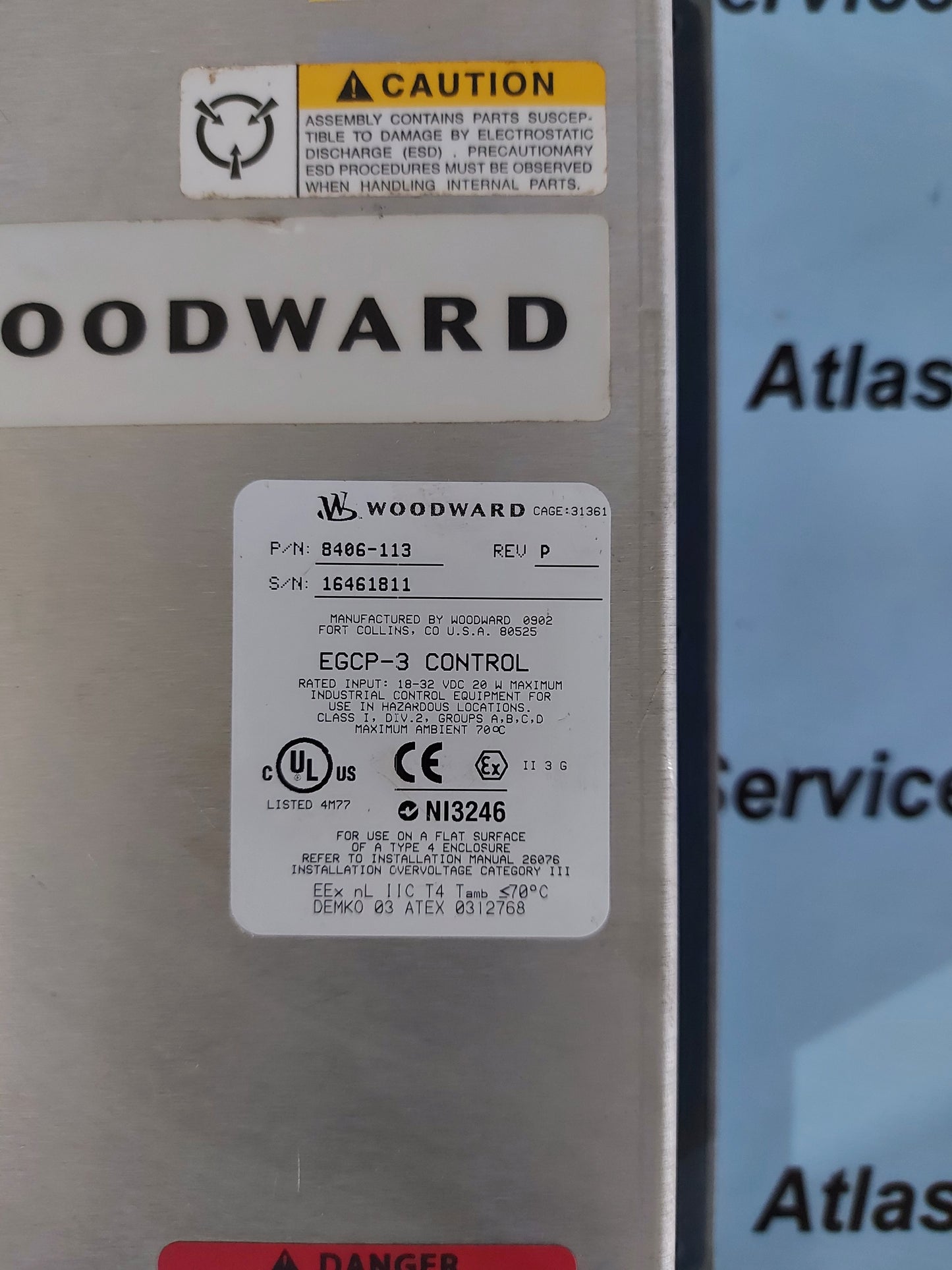 WOODWARD 8406-113 DIGITAL CONTROL OPERATOR INTERFACE EGCP-3 REV.P