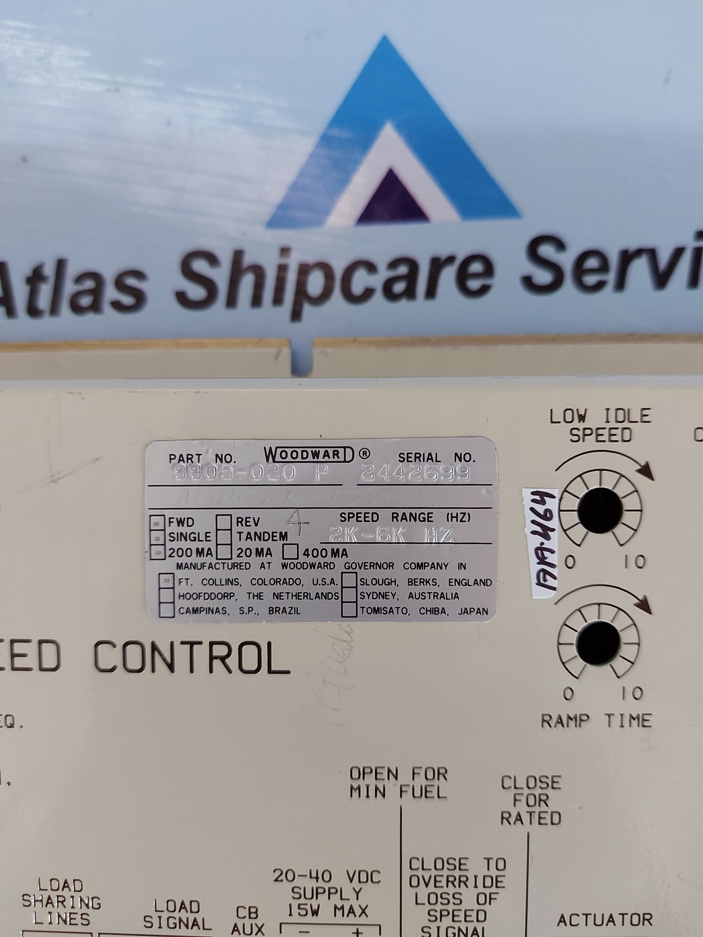 WOODWARD 9905-020 LOW VOLTAGE 2301A LOAD SHARING & SPEED CONTROL REV.P