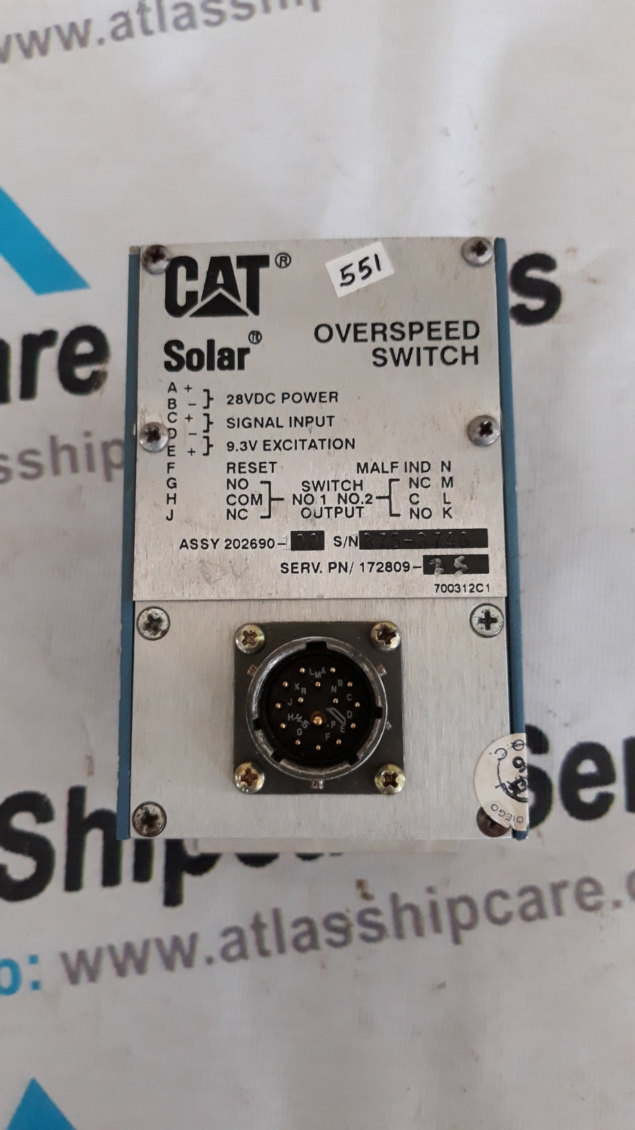 CAT SOLAR OVERSPEED SWITCH