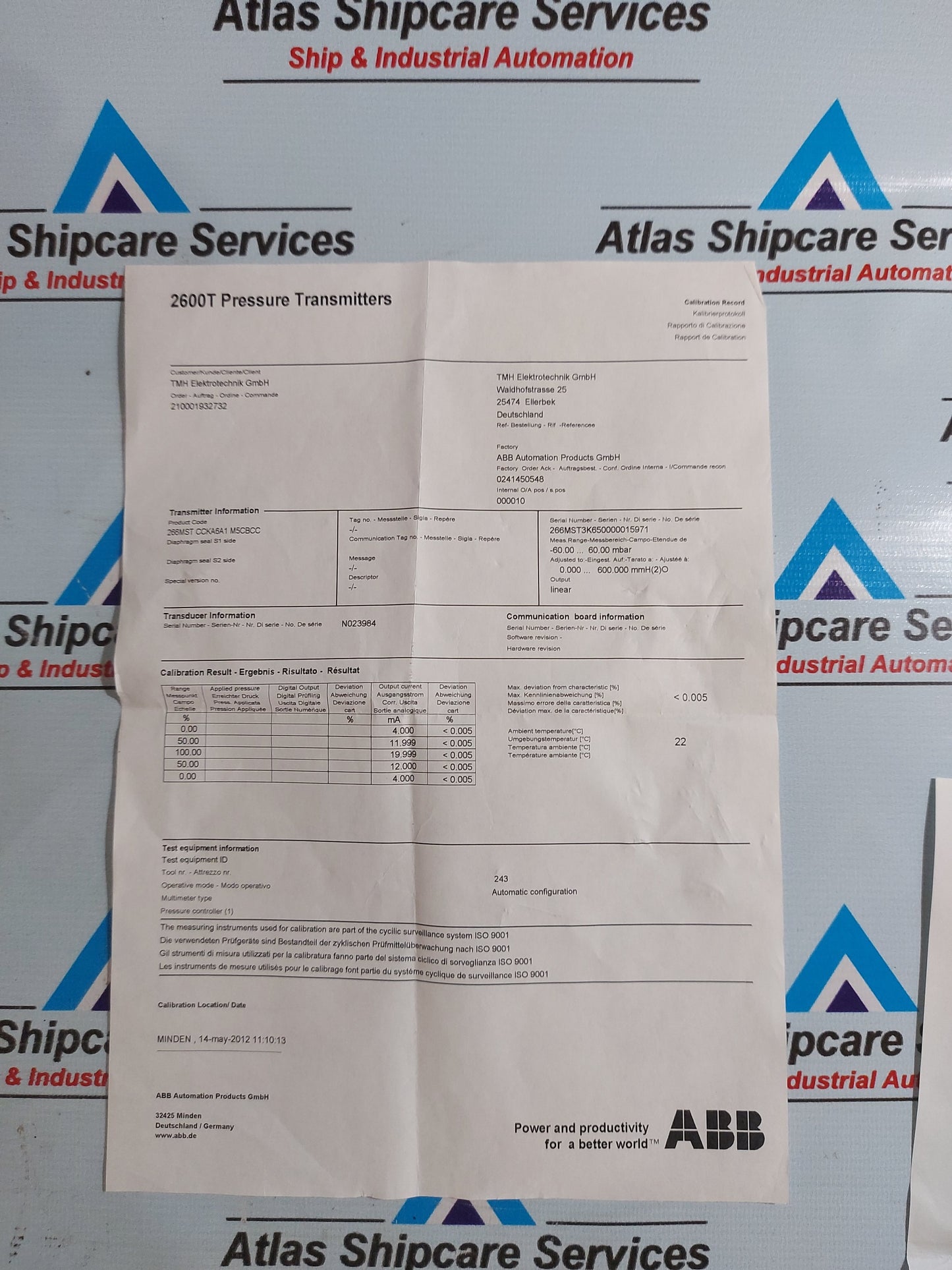 ABB 2600T DIFFERENTIAL PRESSURE TRANSMITTER