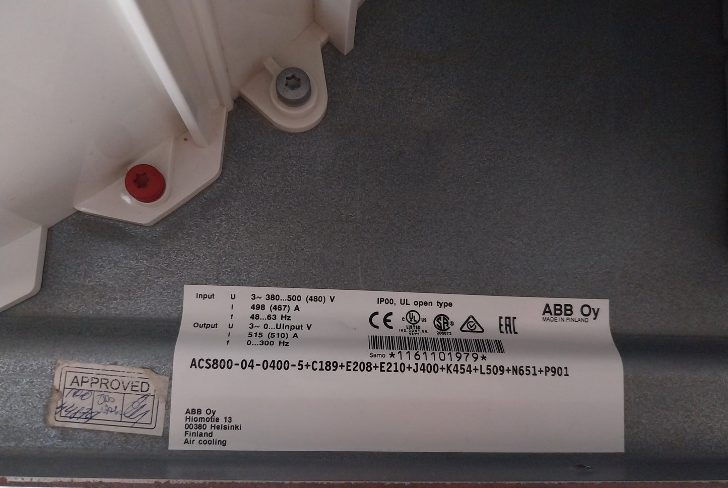 ABB ACS800-04-0400-5+C189+E208+E210+J400+K454+L509+N651+P901 VFD FREQUENCY DRIVE