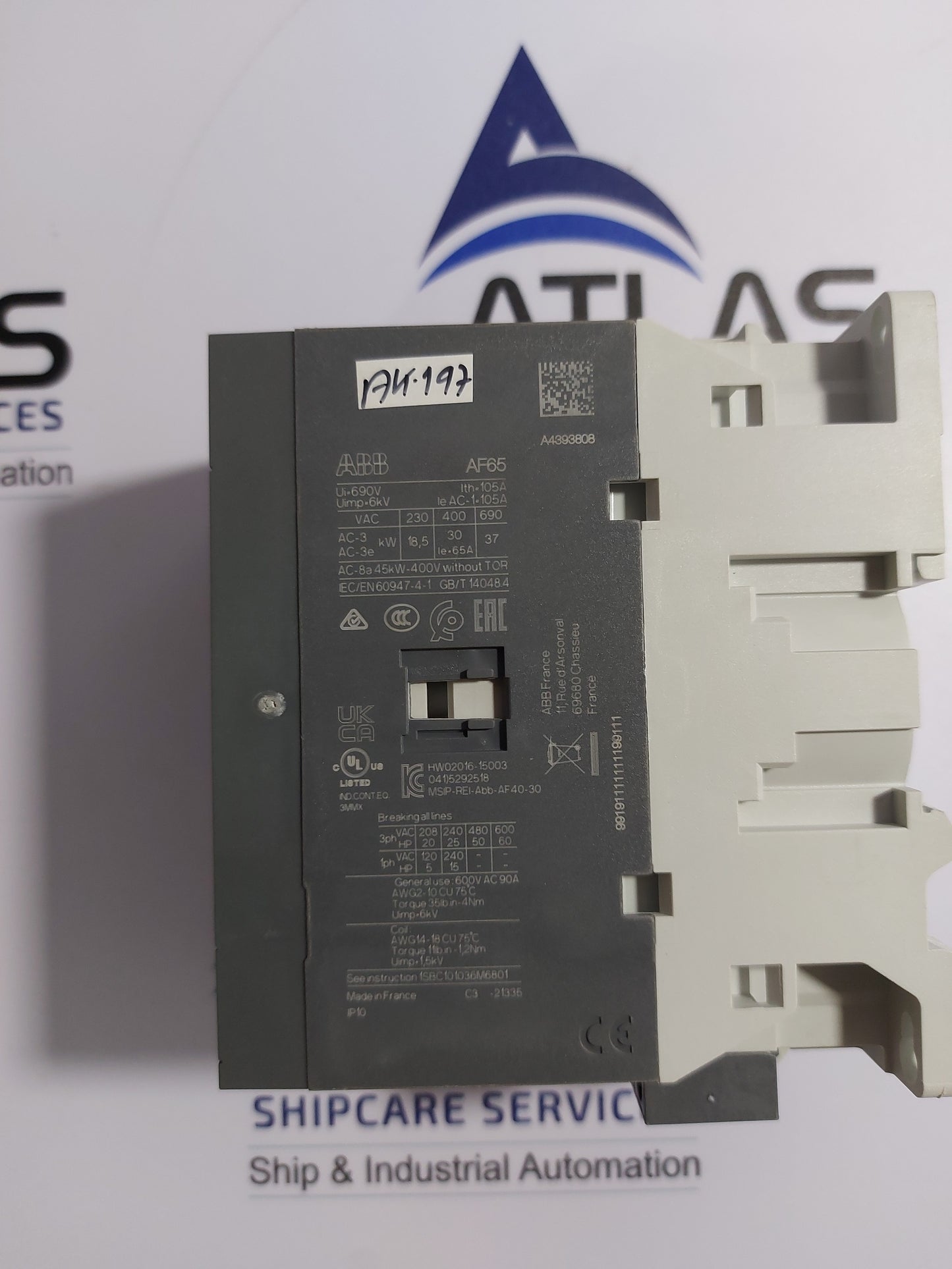 ABB AF65-30-00-11 CONTACTOR RELAY 690V 105A