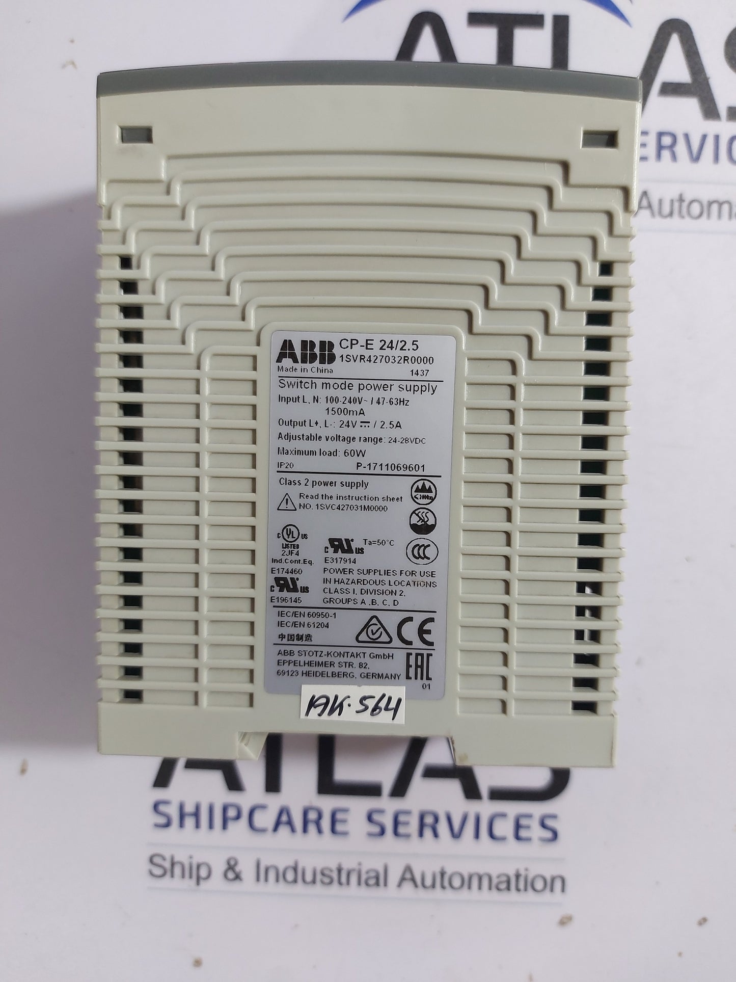 ABB CP-E 24/2.5 SWITCH MODE POWER SUPPLY 24VDC/2.5A