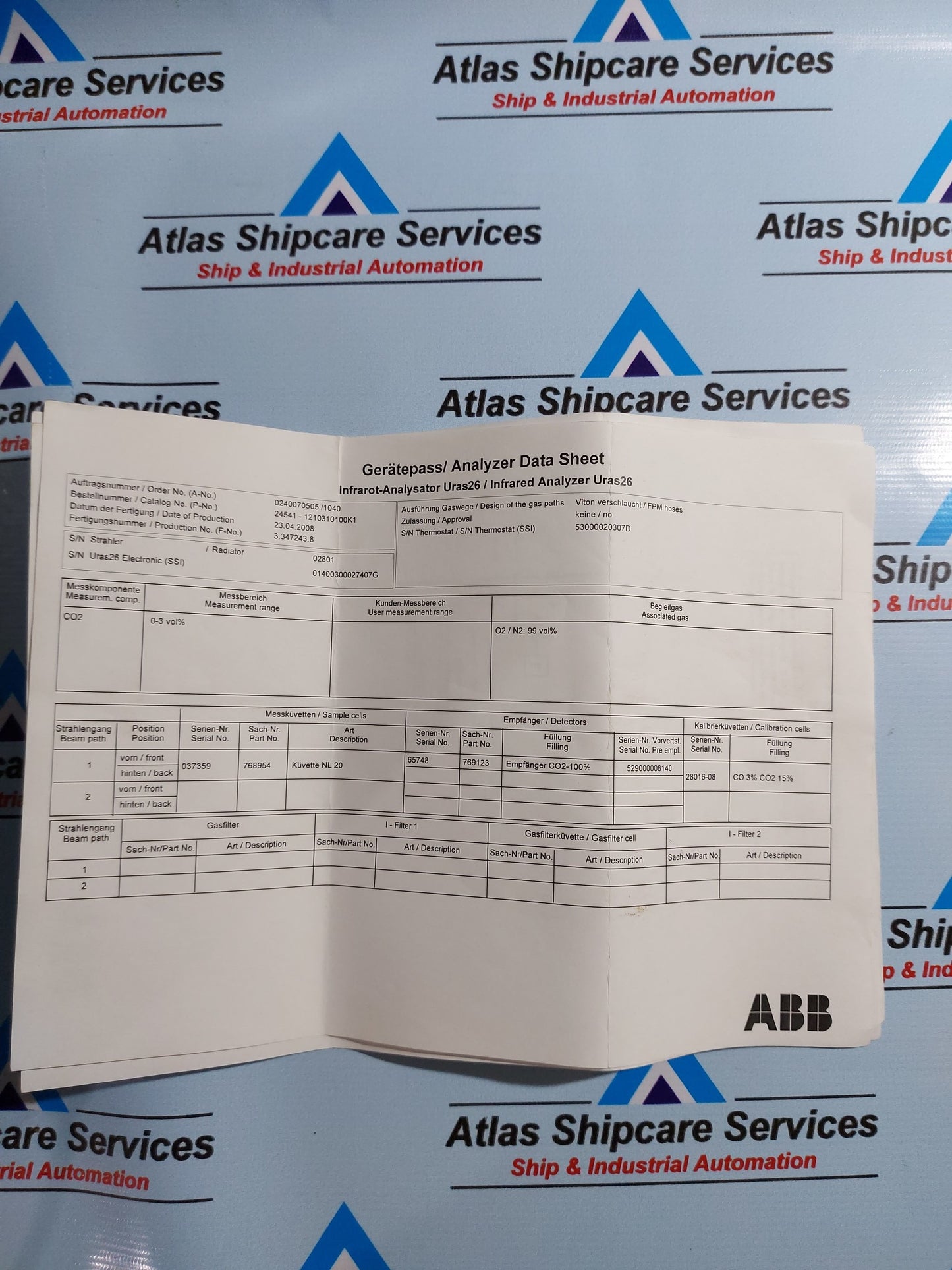 ABB EL3040 GAS ANALYZER PANEL