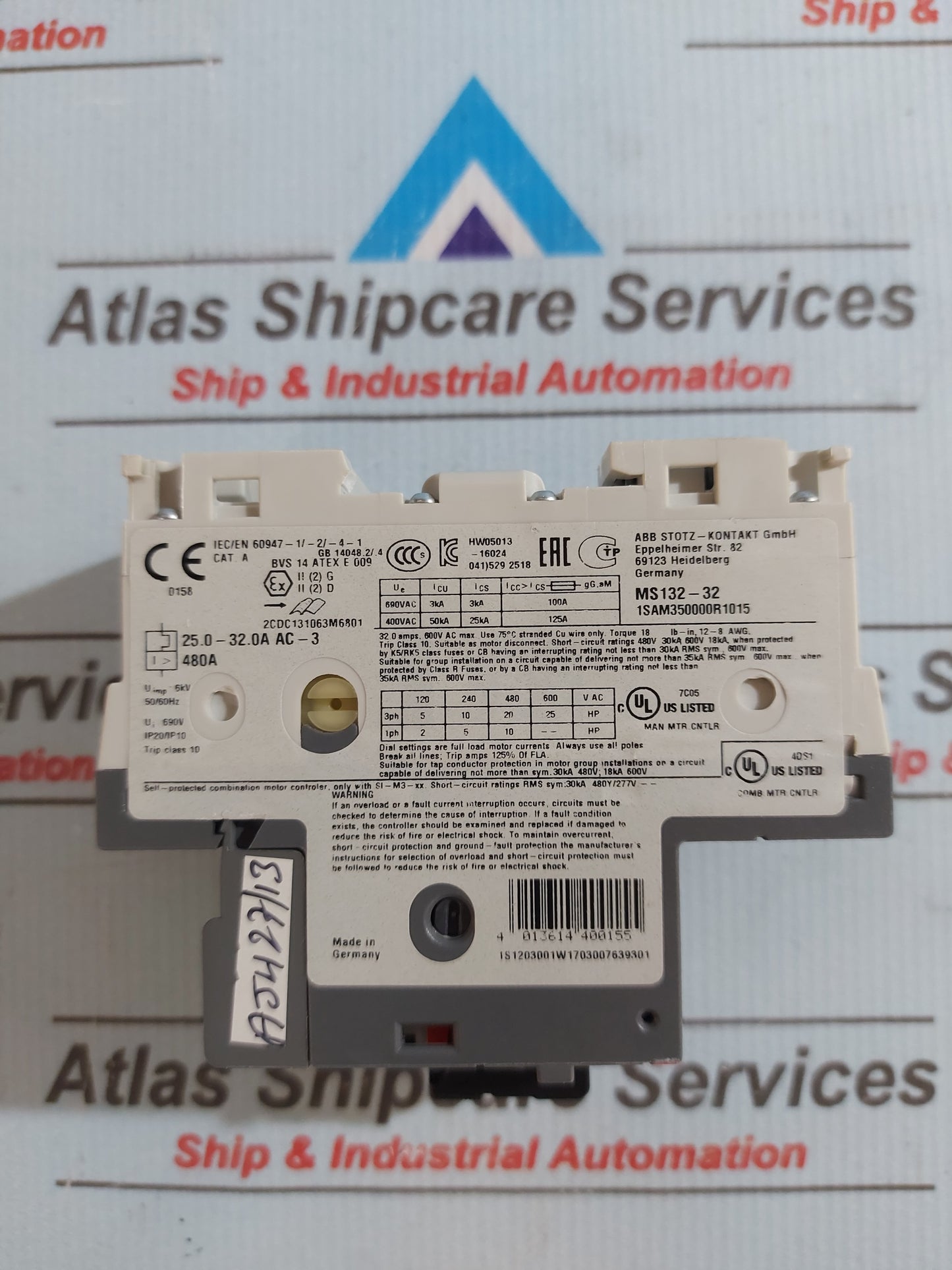 ABB MS132-32 MANUAL MOTOR STARTER PROTECTION CIRCUIT BREAKER 1SAM350000R1015