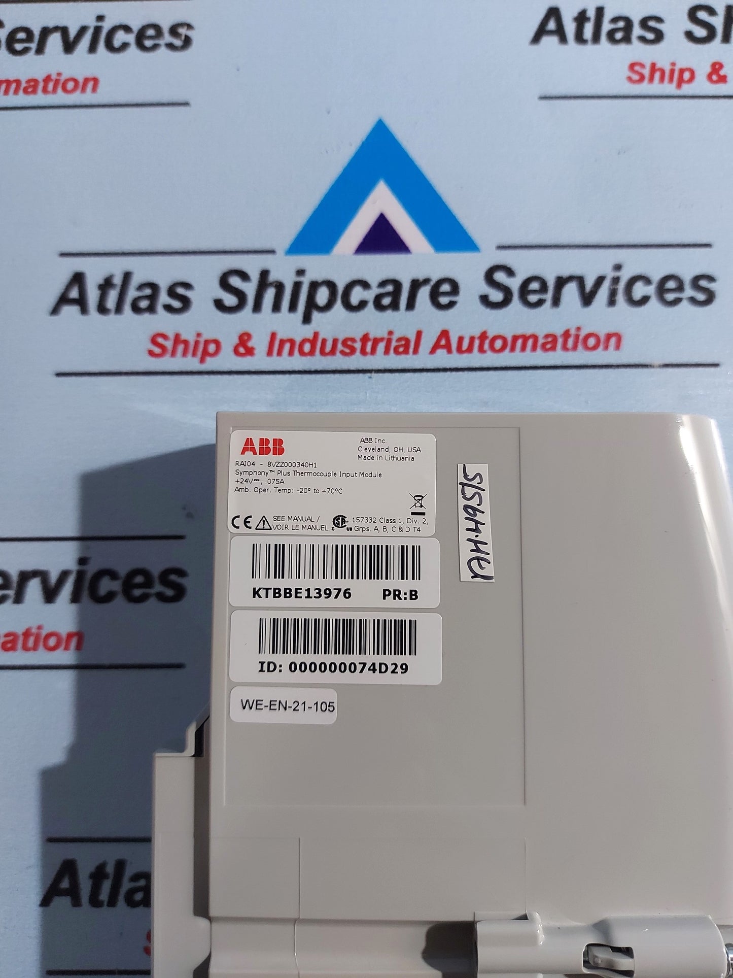 ABB RAI04 16 CHANNEL RED,INDV ISOLATED THERMOCOUPLE INPUT MODULE