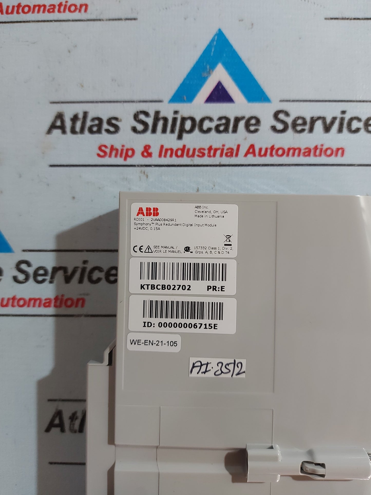 ABB RDI01 16 CHANNEL REDUNDANT 24/48 VDC DIGITAL INPUT MODULE