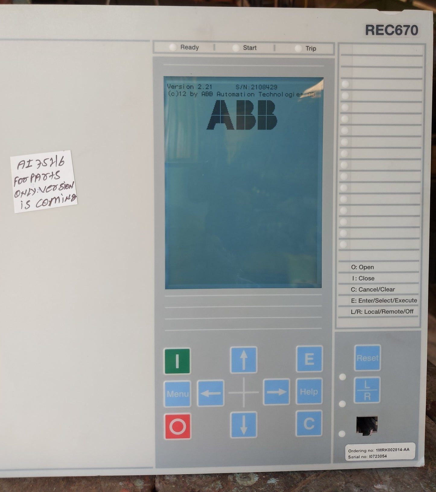ABB REC670 BAY CONTROL IED 1MRK002814-AA