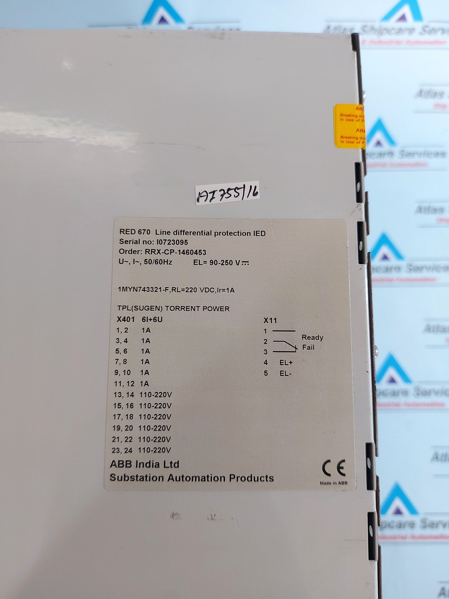 ABB RED670 LINE DIFFERENTIAL IED 1MRK002810-AA