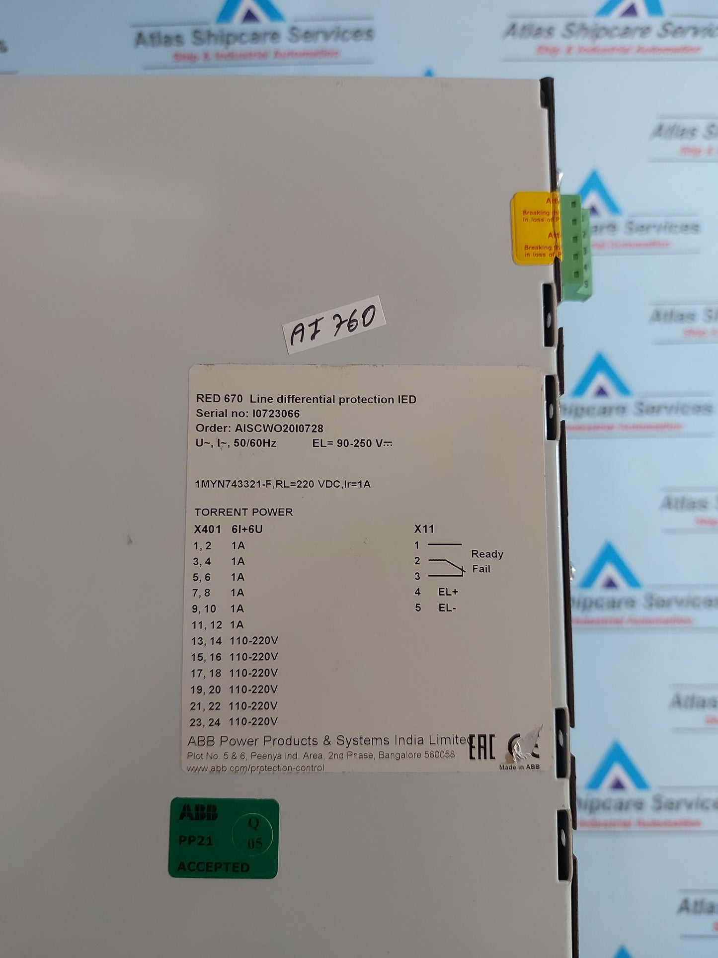 ABB RED670 LINE DIFFERENTIAL PROTECTION IED 1MRK002810-AA
