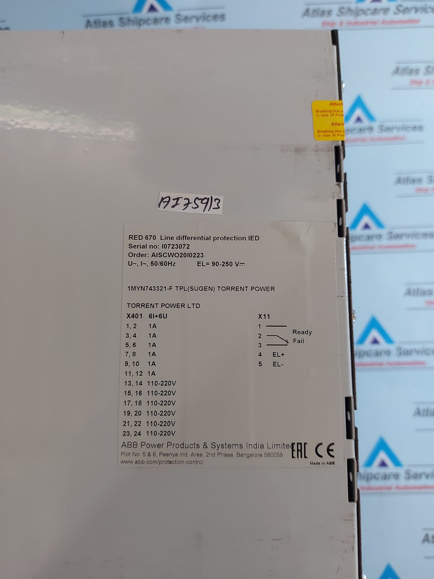 ABB RED670 LINE DIFFERENTIAL PROTECTION IED 1MRK002810-AA