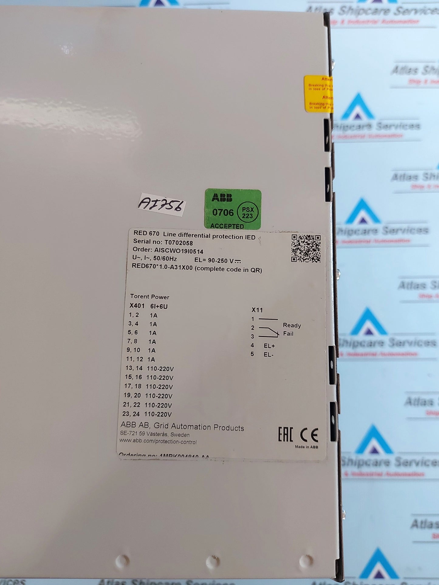 ABB RED670 LINE DIFFERENTIAL PROTECTION IED 1MRK004810-AA