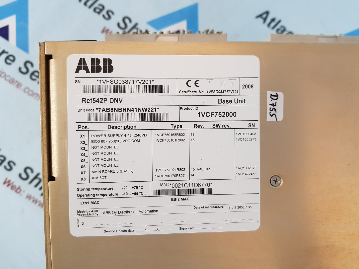 ABB REF542P DNV 1VCF752000 AUTOMATION BASE UNIT