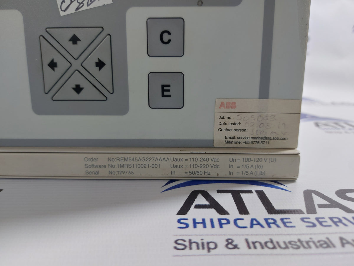 ABB REM545 MACHINE TERMINAL REM545AG227AAAA REV.A1