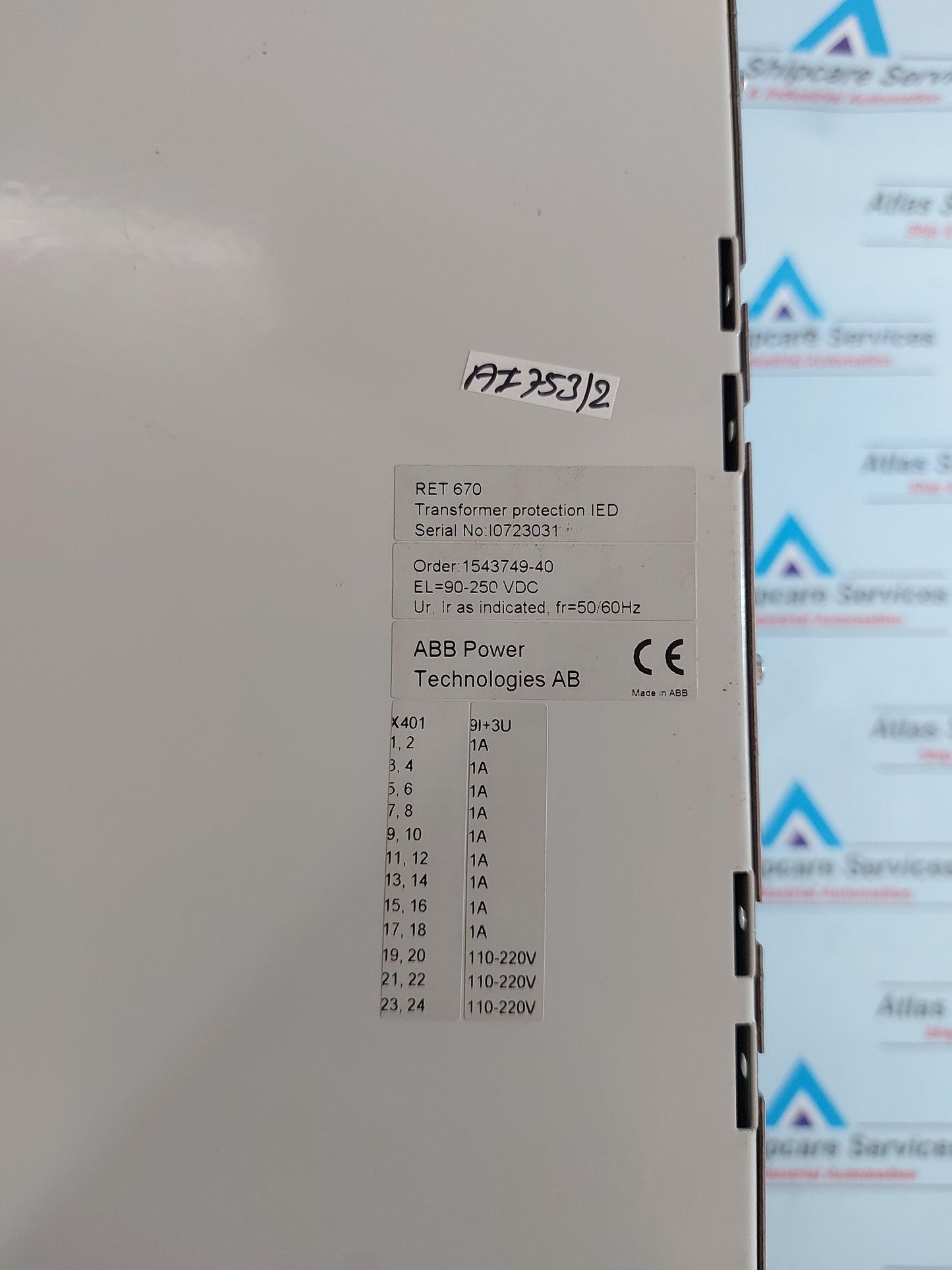 ABB RET670 TRANSFORMER PROTECTION IED 1MRK002816-AA