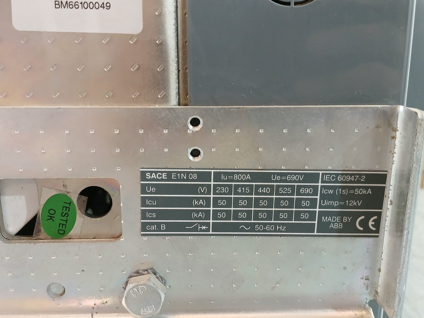 ABB SACE Emax SACE PR122/P-LSIG LOW-VOLTAGE AIR CIRCUIT BREAKER 800A 690V