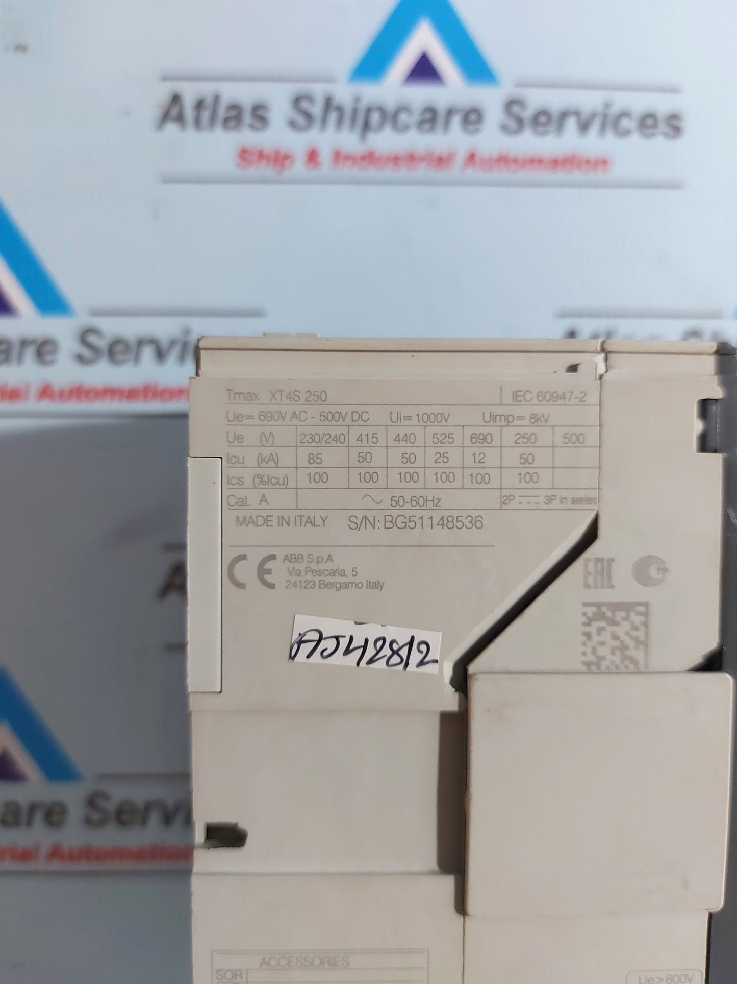 ABB SACE Tmax XT4S 250 MOLDED CASE CIRCUIT BREAKER 3P 1000V