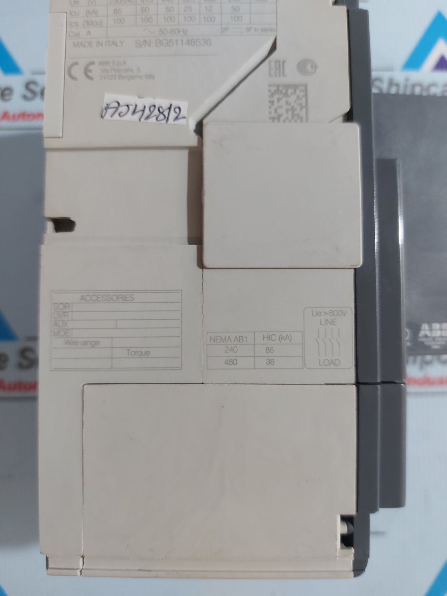 ABB SACE Tmax XT4S 250 MOLDED CASE CIRCUIT BREAKER 3P 1000V