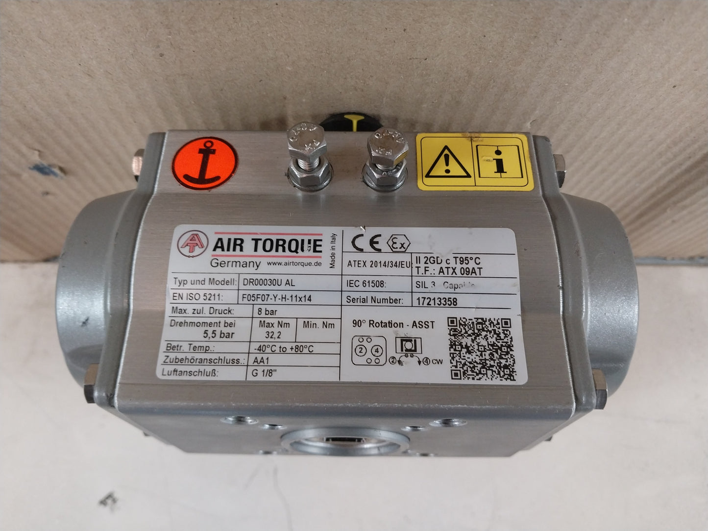 AIR TORQUE DR00030U AL PNEUMATIC ACTUATOR F05F07-Y-H-11x14