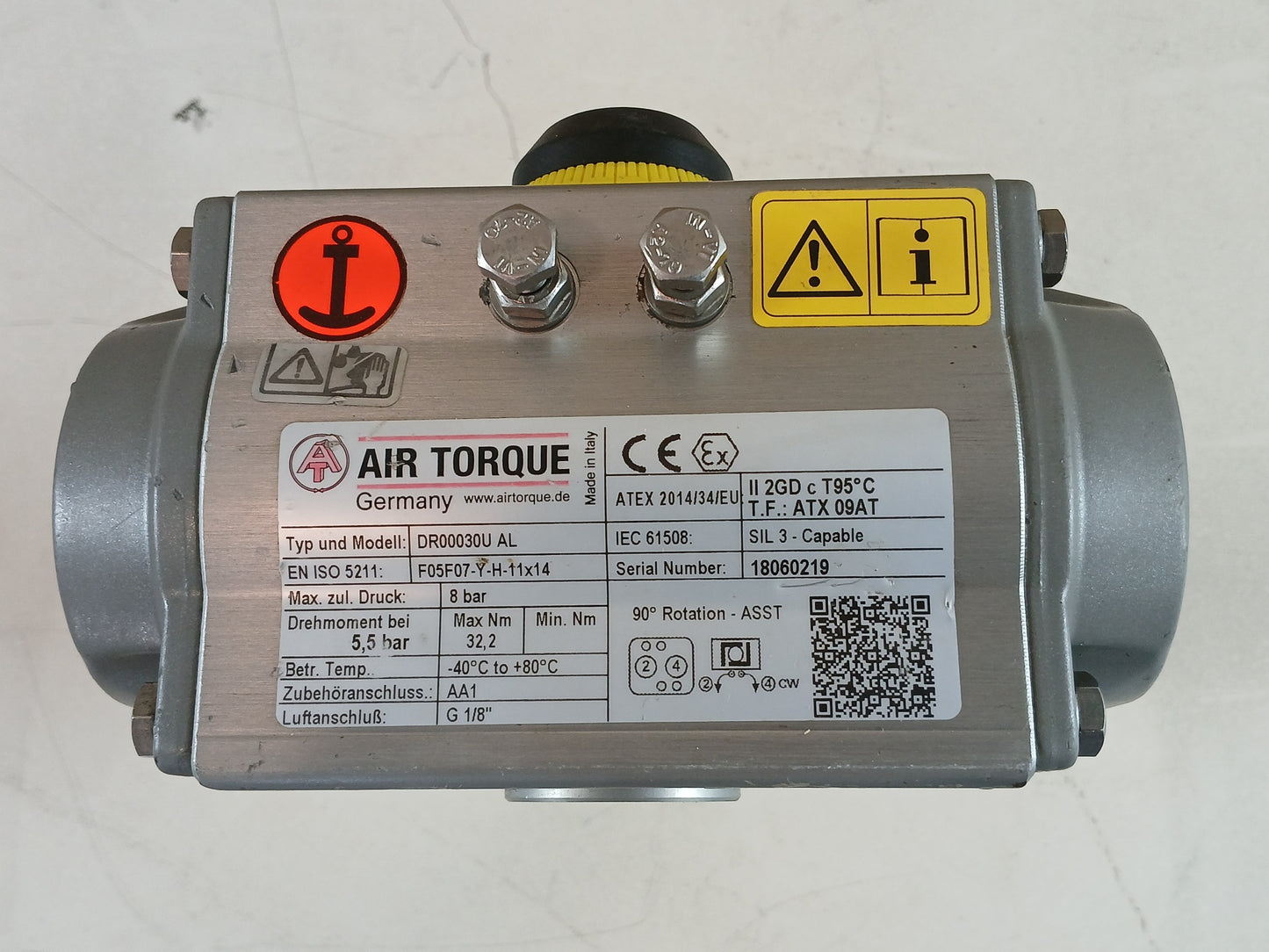AIR TORQUE DR00030U AL PNEUMATIC ACTUATOR