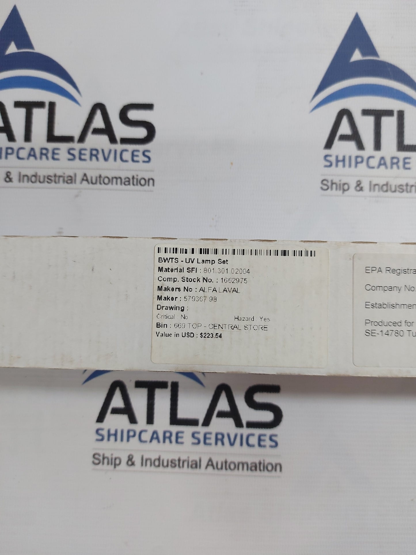 ALFA LAVAL 58203480/24226809 UV LAMP FOR BALLAST WATER TREATMENT