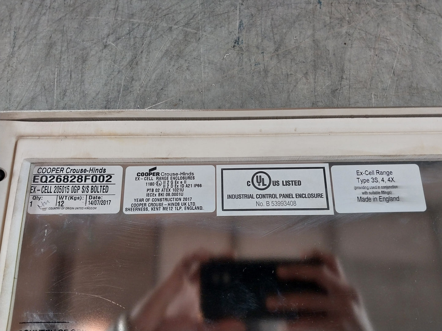 ALFA LAVAL COOPER CROUSE-HINDS XCL CONTROL PANEL ENCLOSURE 690V 6mm2