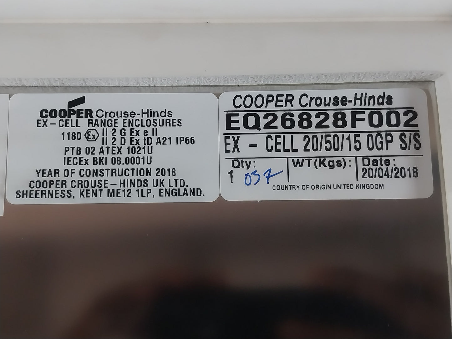 ALFA LAVAL EATON XCL EXPLOSION PROOF ENCLOSURE BOX 690V 6mm2