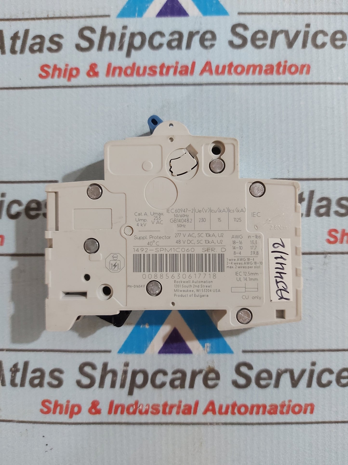 ALLEN-BRADLEY 1492-SPM1C060 SER.D SUPPLEMENTARY PROTECTOR 1 POLE