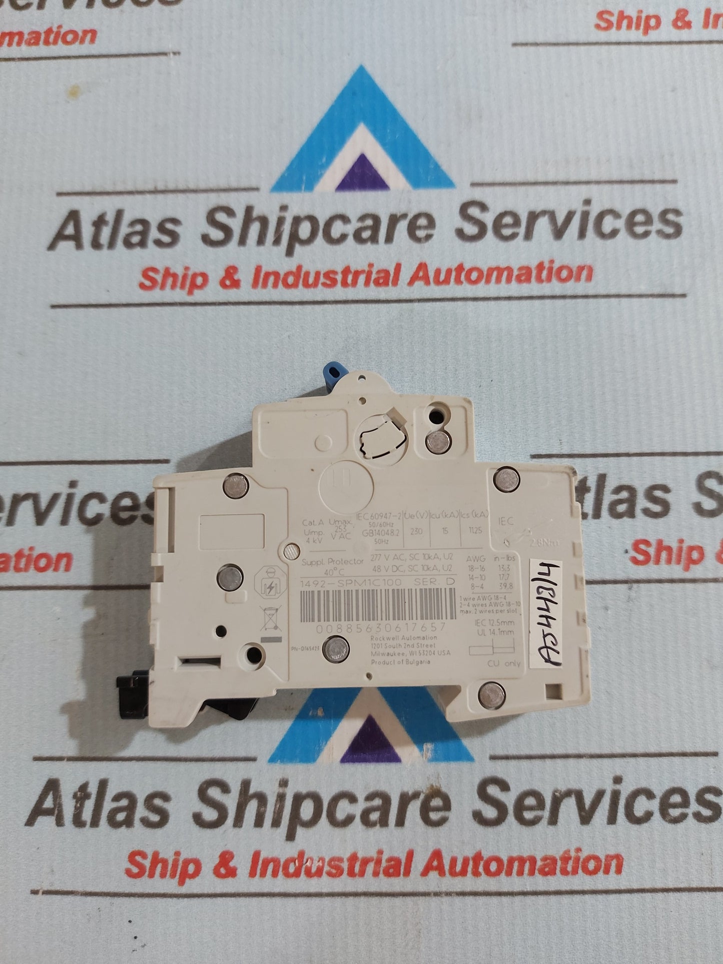 ALLEN-BRADLEY 1492-SPM1C100 SER.D CIRCUIT BREAKER 10A 1 POLE