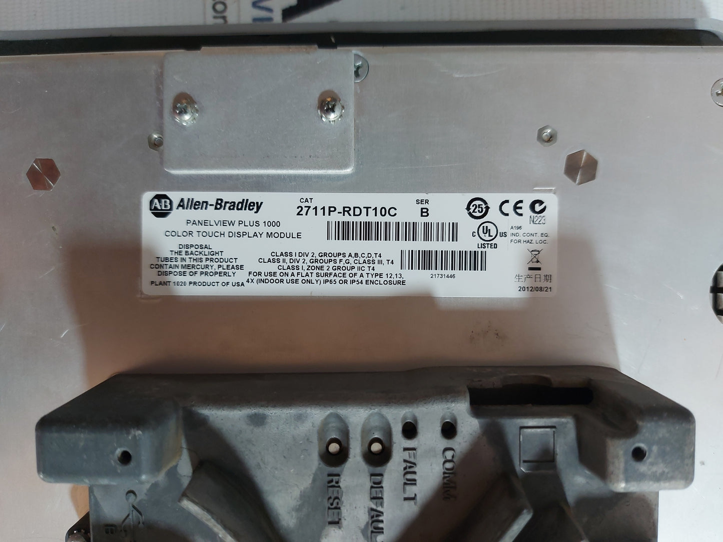ALLEN-BRADLEY 2711P-RDT10C PANELVIEW PLUS 1000 COLOR TOUCH DISPLAY MODULE