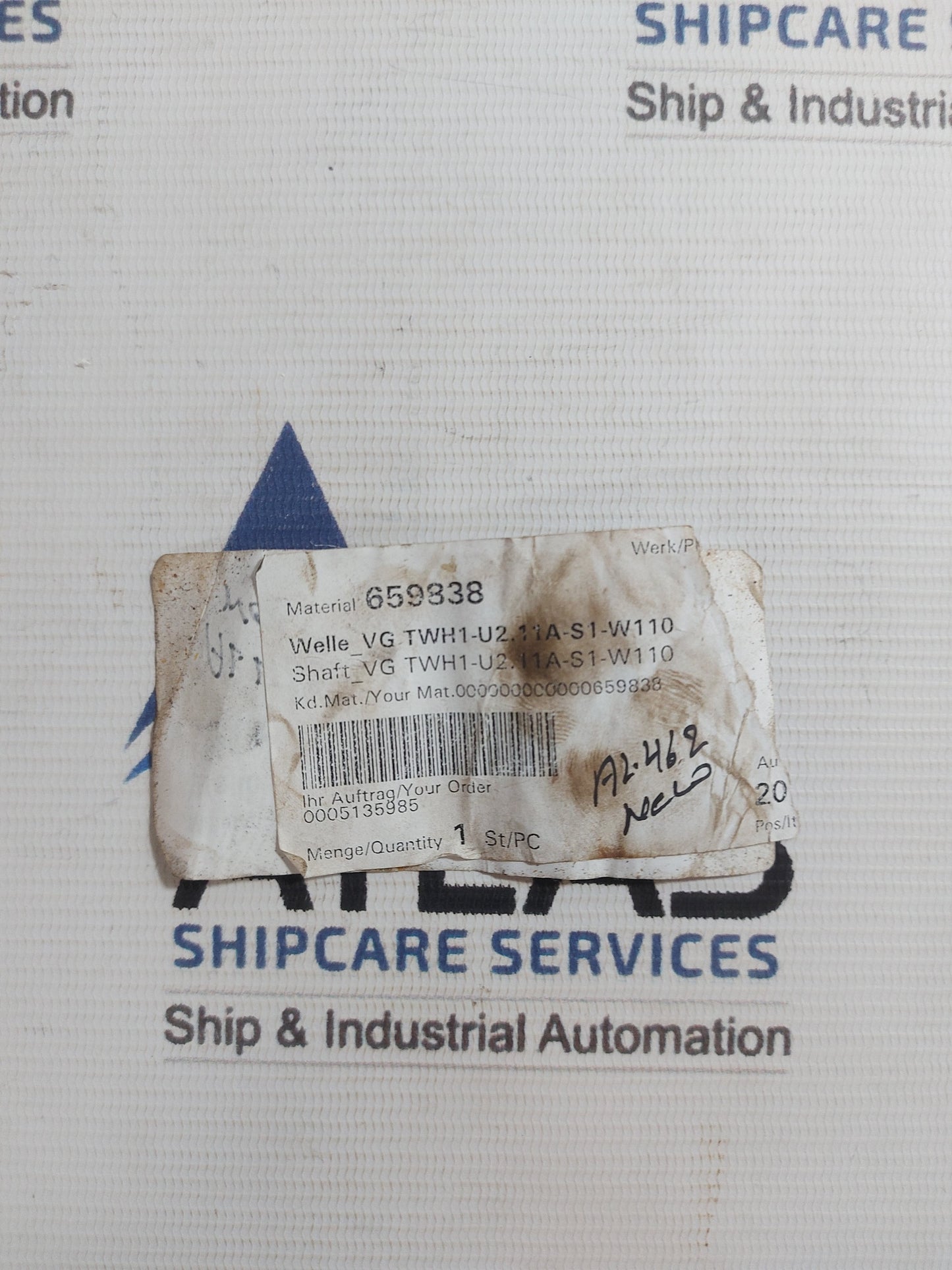 ALLWEILER 210.01 PUMP SHAFT VG TWH1-U2.11A-S1-W110