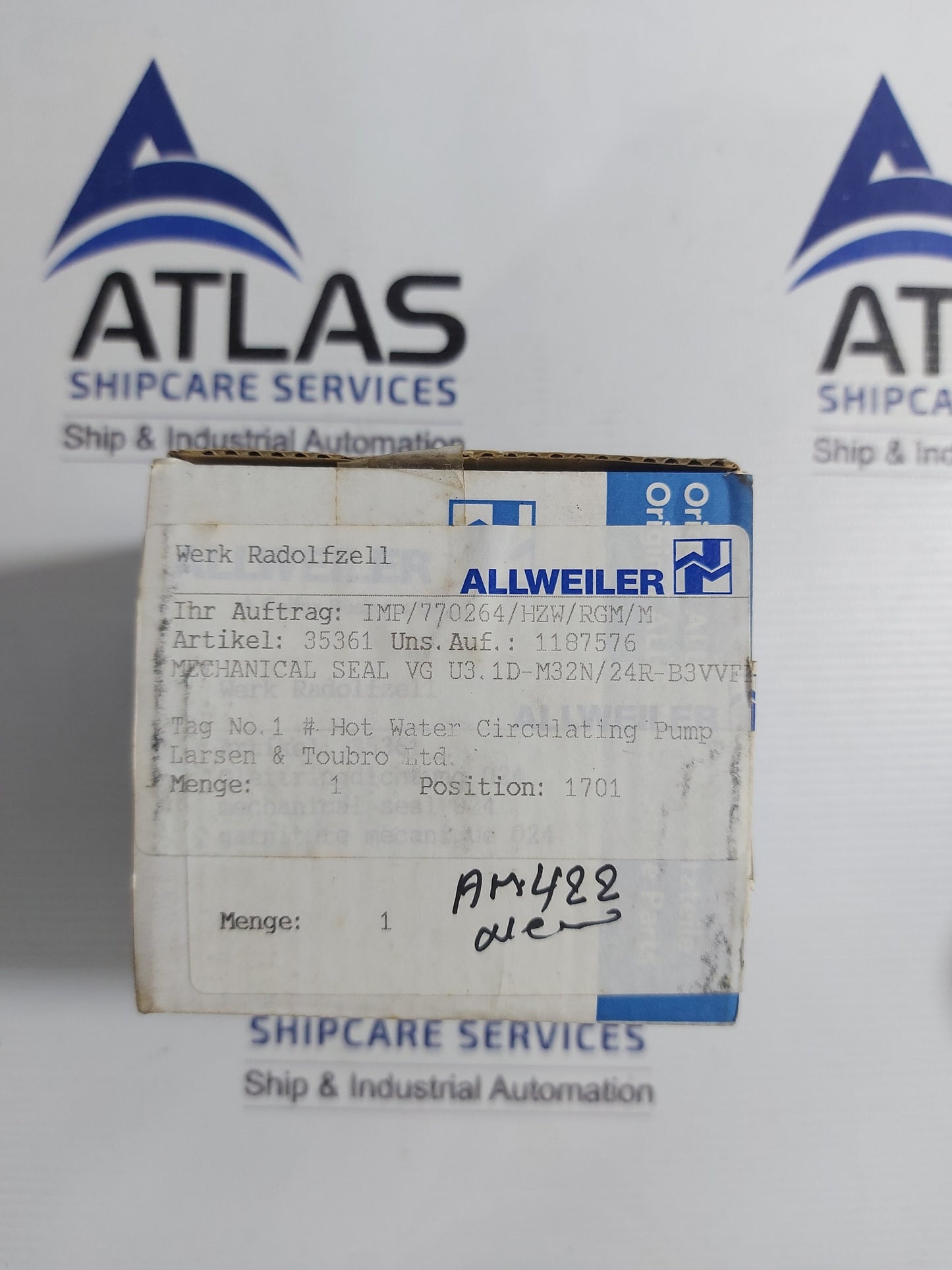 ALLWEILER BURGMANN MG9/40 MECHANICAL SEAL PACKAGE