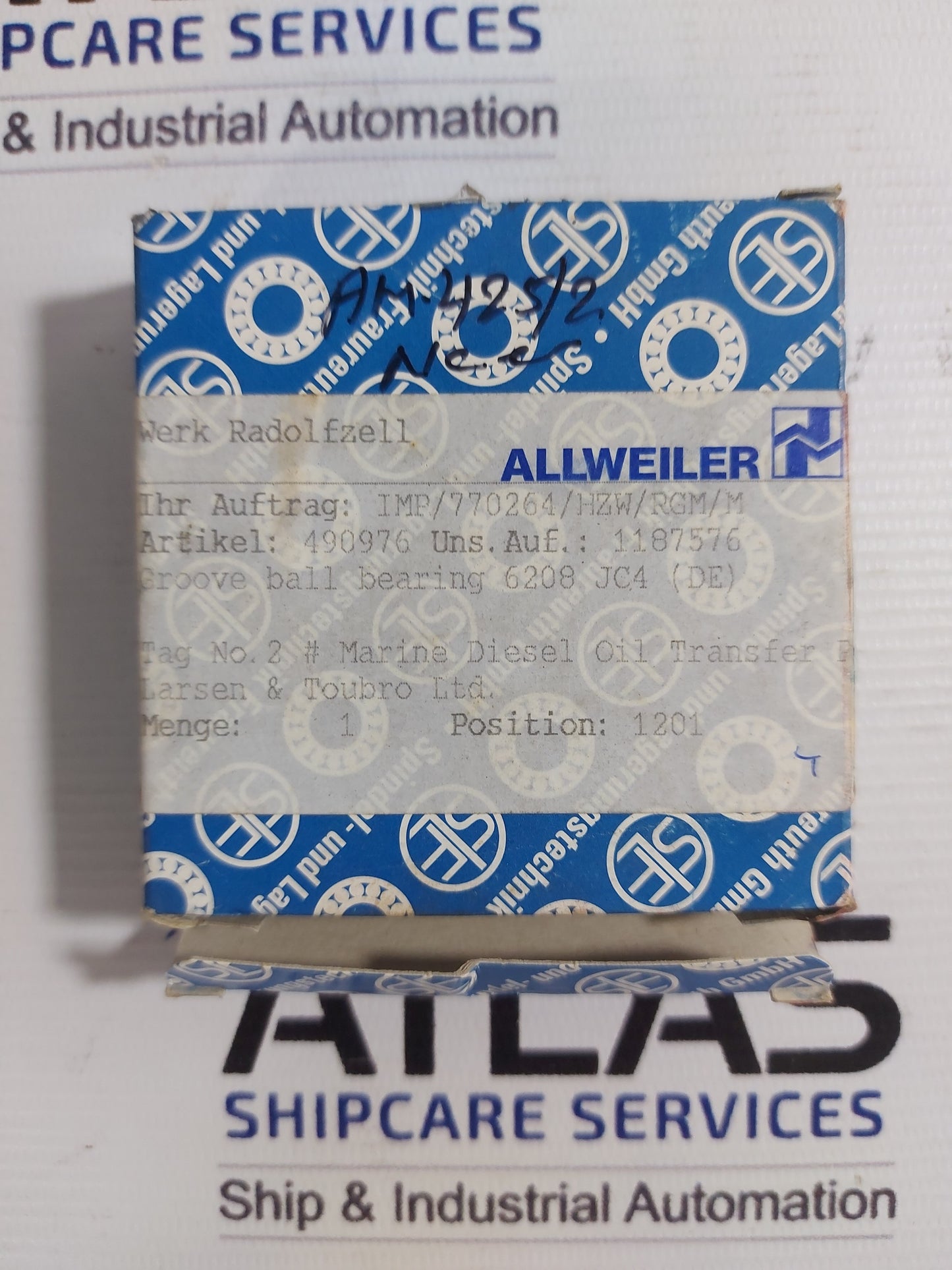 ALLWEILER SLF 6208.C3 GROOVE BALL BEARING