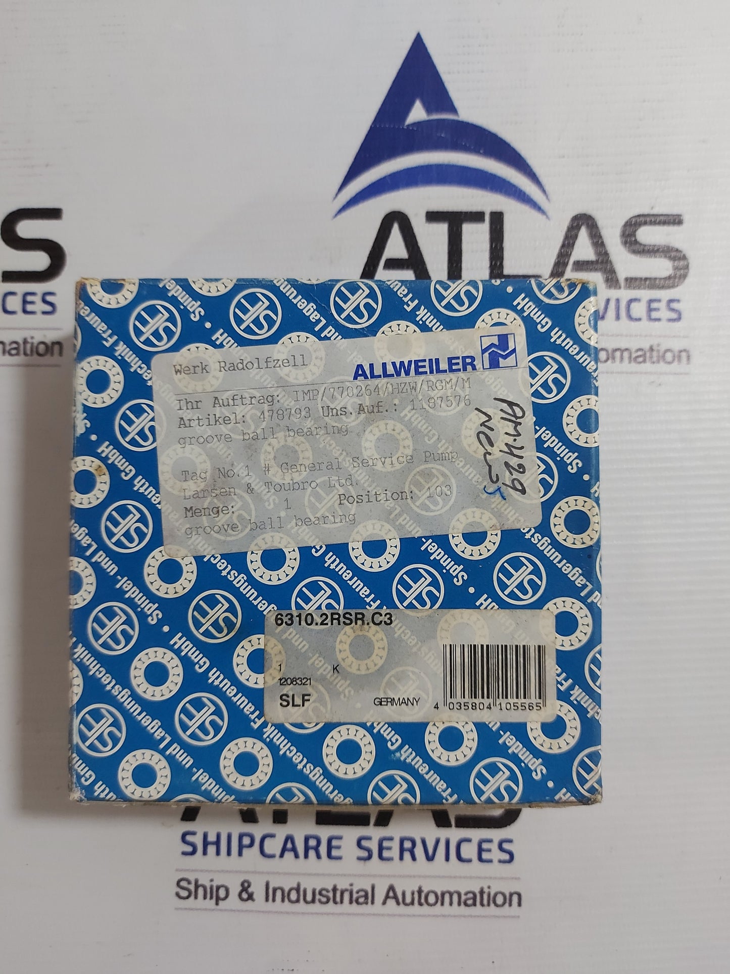 ALLWEILER SLR 6310.2RSR.C3 GROOVE BALL BEARING