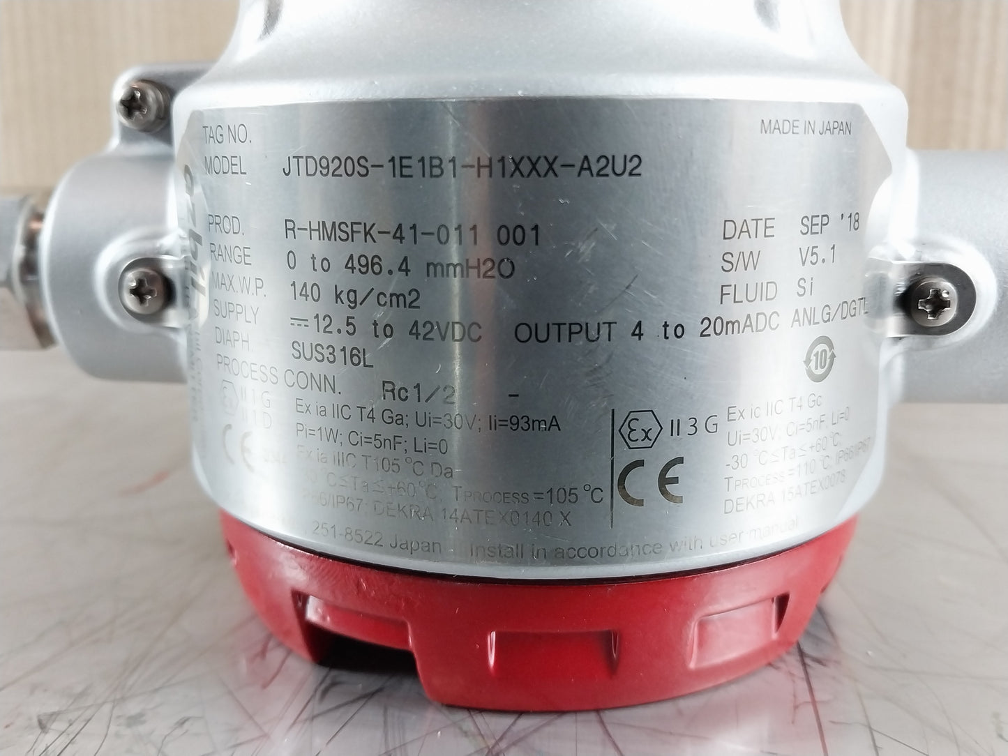 AZBIL JTD-920S-1E1B1-H1XXX-A2U2 DIFFERENTIAL PRESSURE TRANSMITTER 140 Kgf/cm2