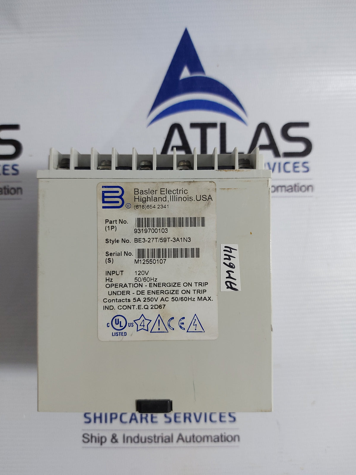 BASLER ELECTRIC 9319700103 OVER/UNDER VOLTAGE RELAY BE3-27T/59T