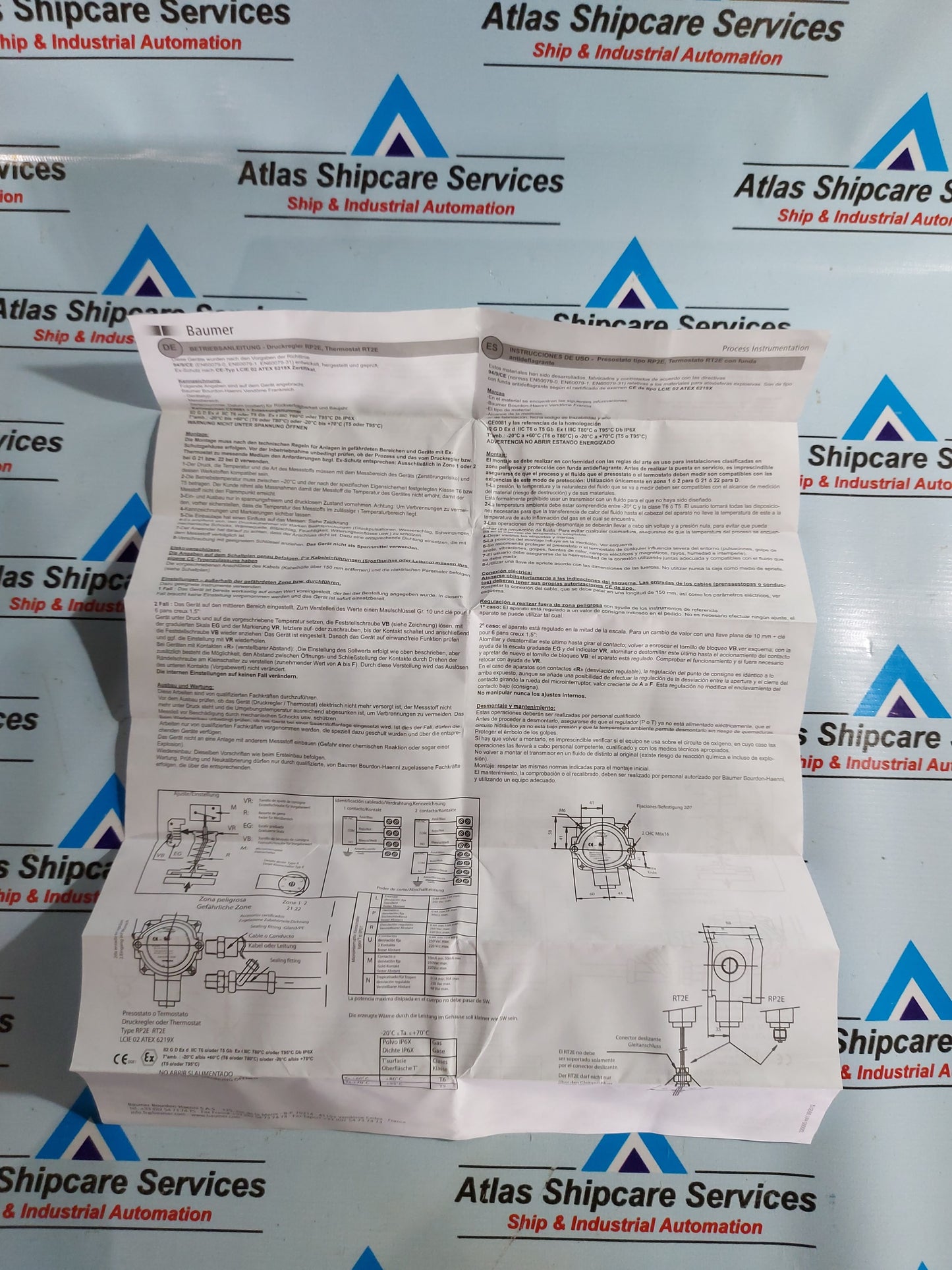 BAUMER RP2E UNIT L665 PRESSURE SWITCH 0-60 Bar