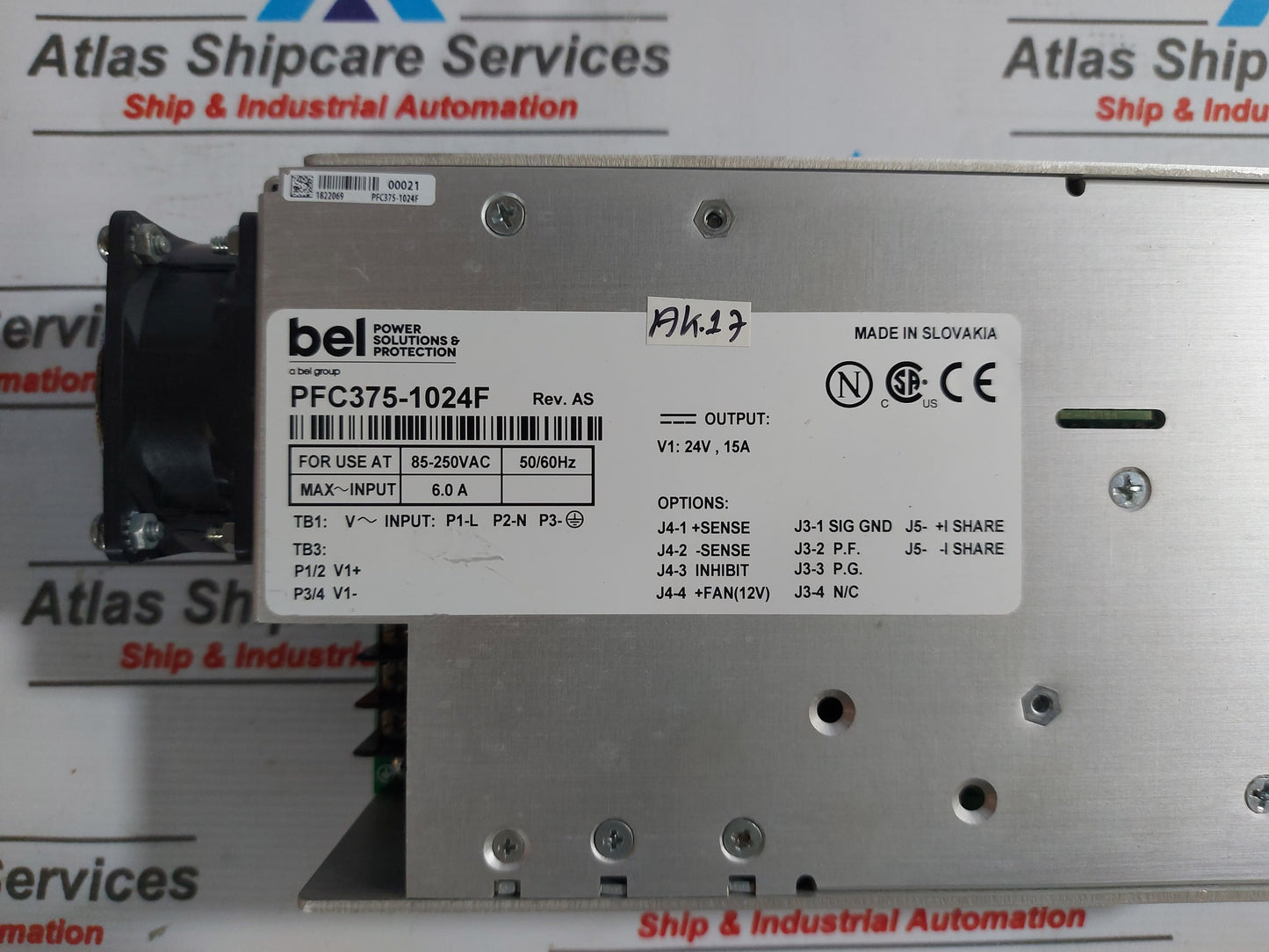 BEL POWER SOLUTION PFC375-1024F POWER SUPPLY 85-250VAC 50/60Hz