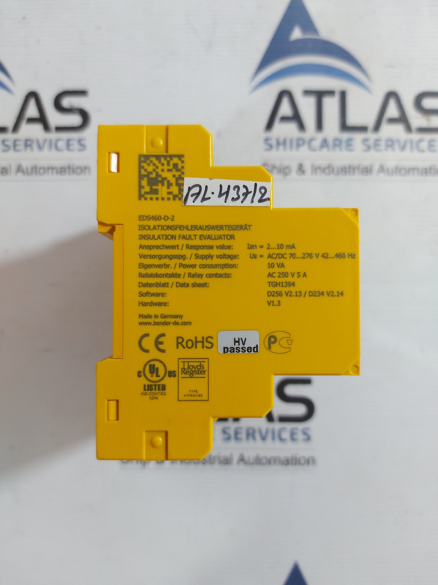 BENDER EDS460-D-2 INSULATION FAULT EVALUATOR 70-260VAC/DC