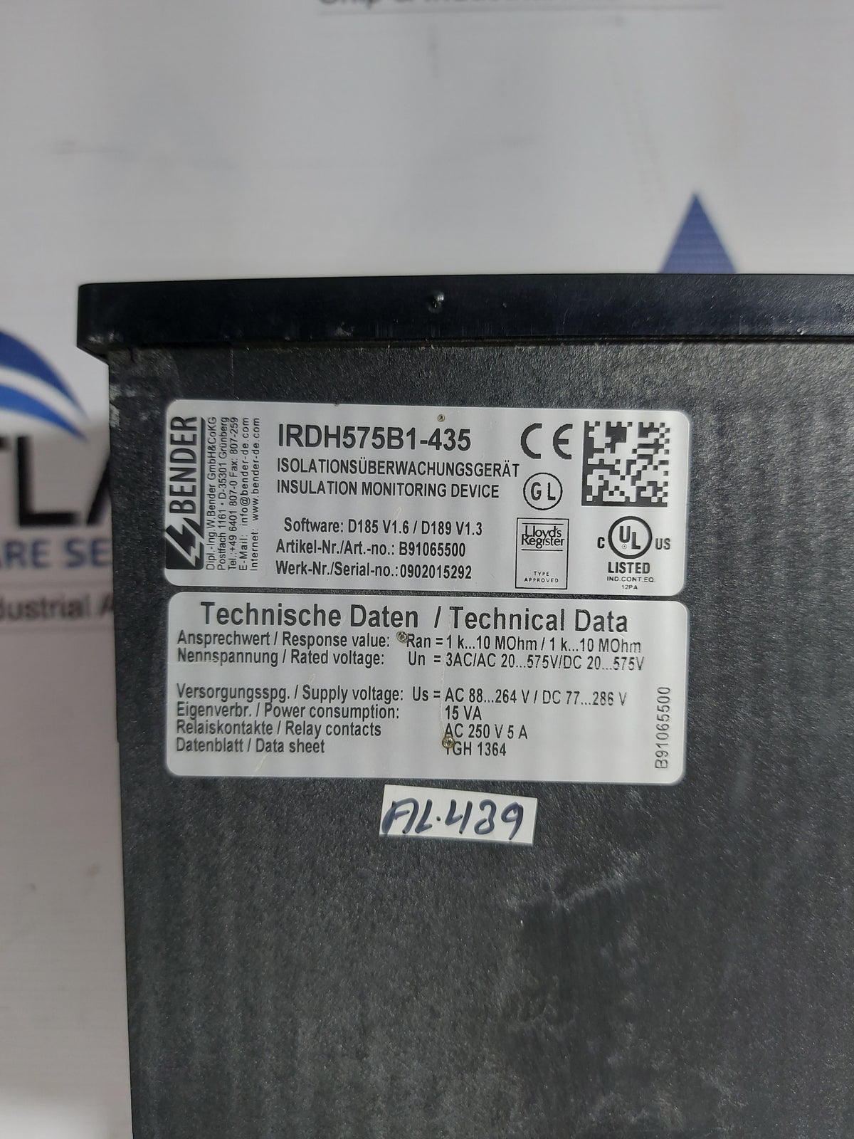 BENDER IRDH575B1-435 INSULATION MONITORING DEVICE