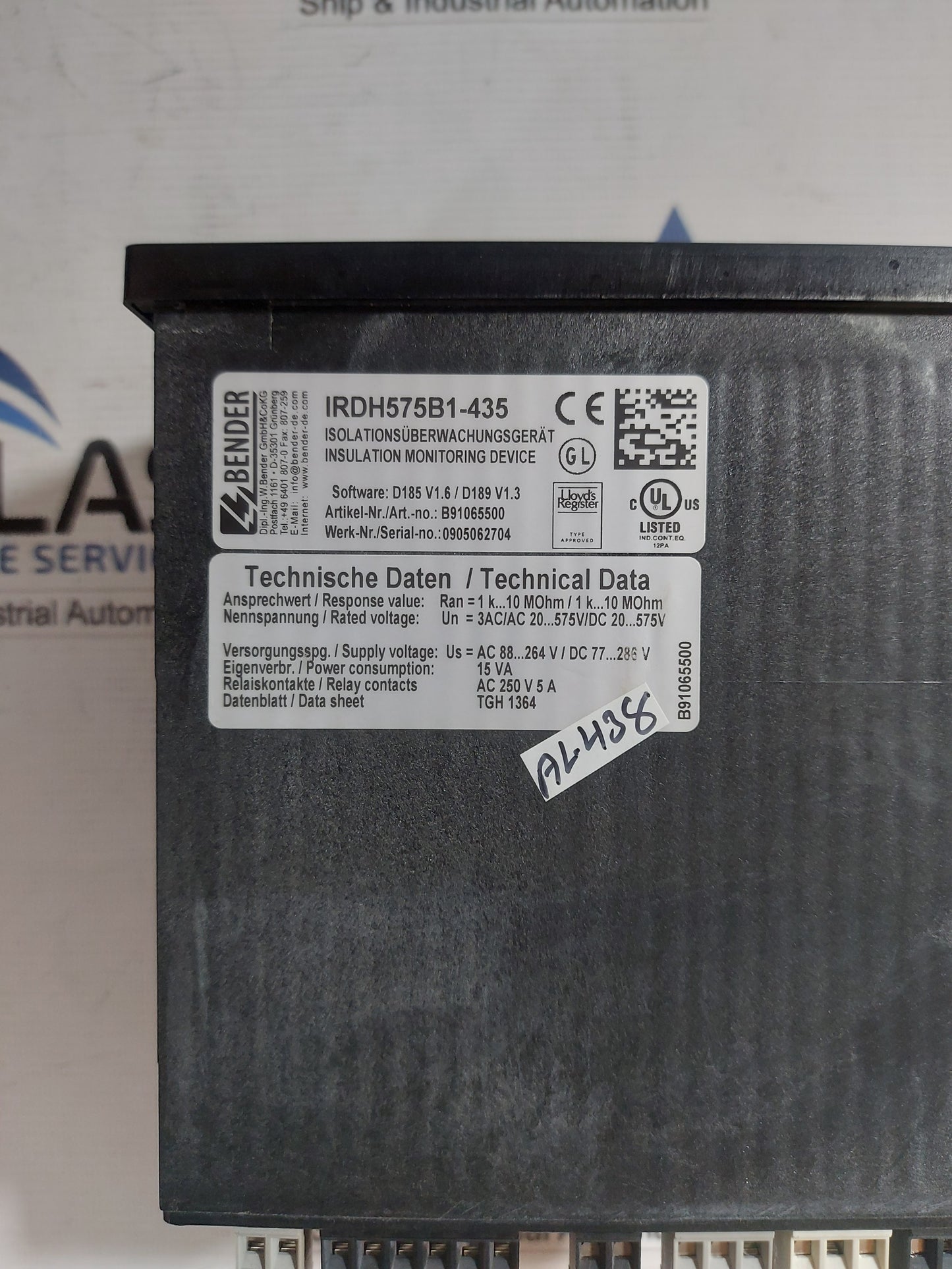 BENDER IRDH575B1-435 INSULATION MONITORING DEVICE