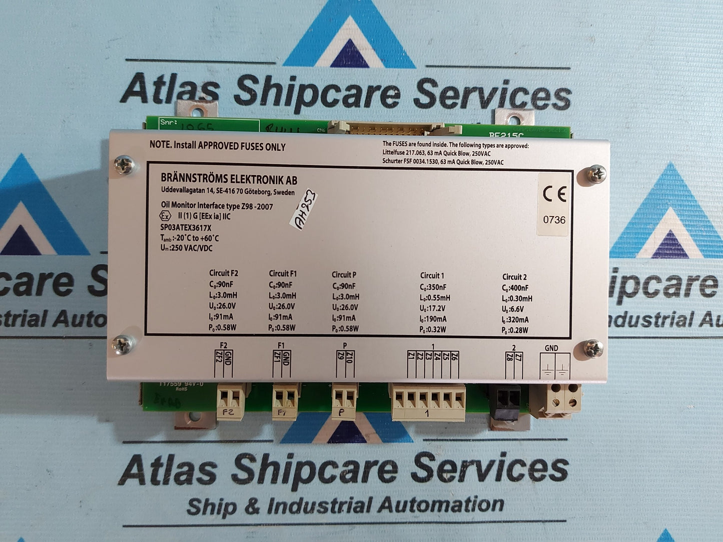 BRANNSTROMS ELEKTRONIK Z98-2007 OIL MONITOR INTERFACE SP03ATEX3617X